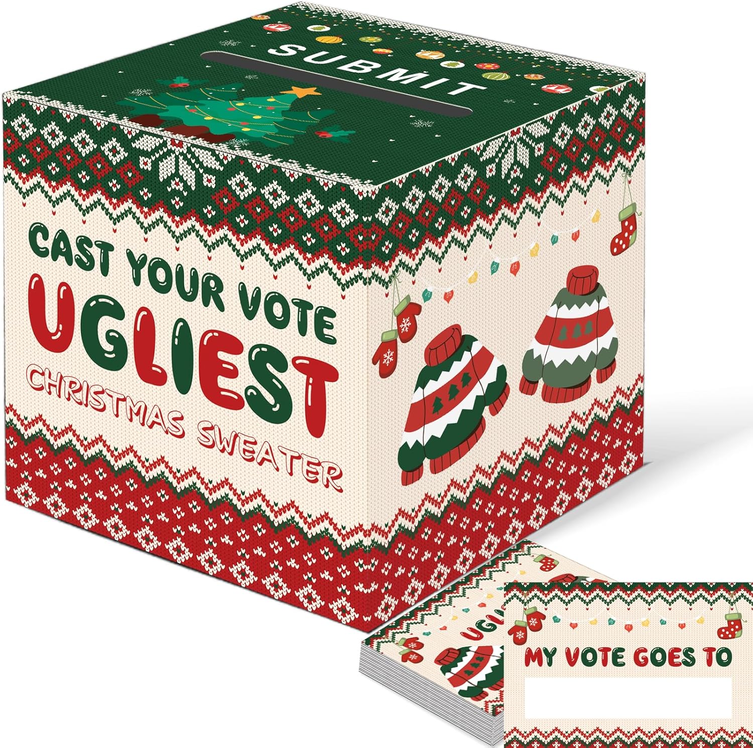 CINSOEN Christmas Ugly Sweater Contest Ballot Card Box