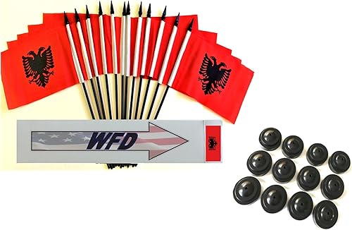 Miniatura 6 de Pack of 12 4"x6" International Polyester Miniature Office Desk & Little Table Flags with 12 Stands, 1 Dozen Country 4x6 Small Mini Hand Waving Stick