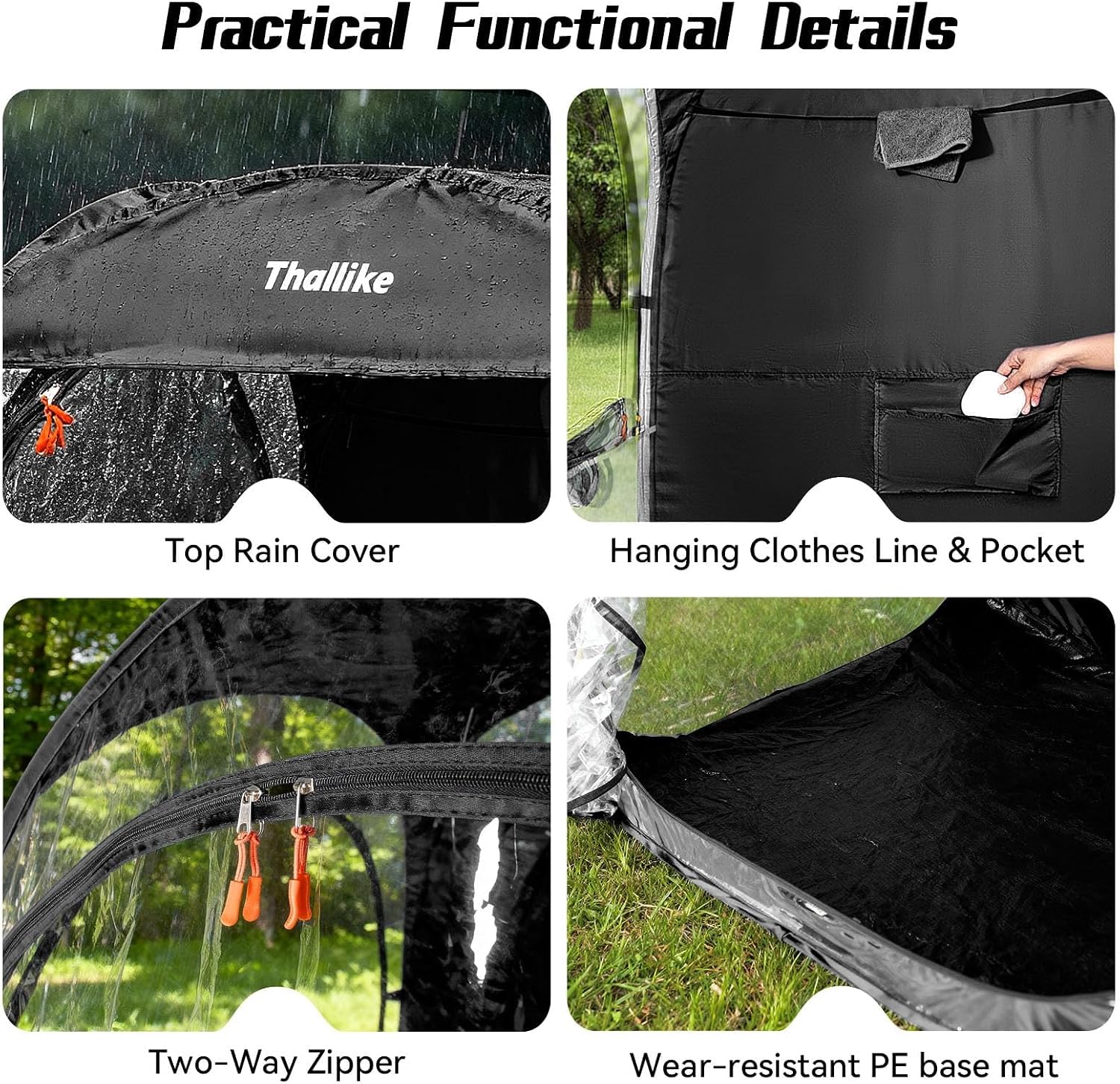 Oversized Pop Up Sports Tent, 47"x47"x63" Clear TPU Weather Pod, Portable Windproof & Rainproof Bubble Shelter for Cold Weather, Ideal for Stadium, Sideline, Soccer Games & Fishing (Black)