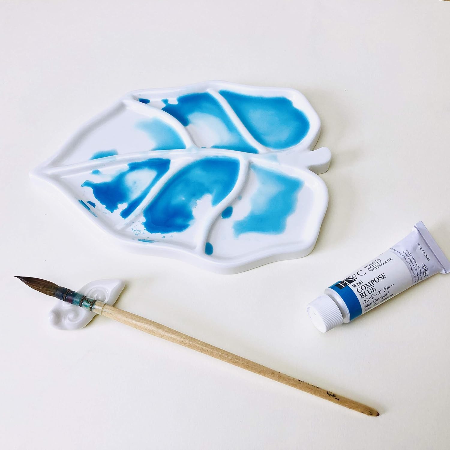 Bower Bird Porcelain Watercolor Palette Leaf Artist Professional Ceramic Palette (High Quality fine Ceramics)