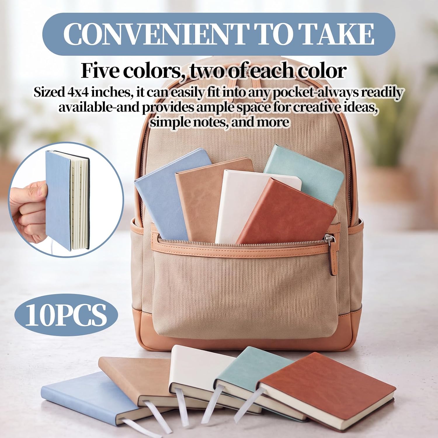Dunzoom 10 Pack 3.9x3.9 Inch Mini Journals Bulk Pastel Small Notebook Bulk image 2