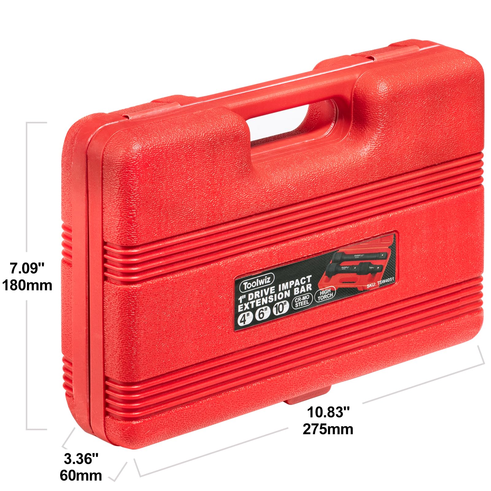 Toolwiz Jeu de Rallonges 1" pour Clé à Chocs 100mm, 150mm, 200mm, Cr-Mo | 3 Pièces, Compatible avec les Outils à Chocs Pneumatiques et Électriques, pour Réparation Mécanique, Boîte en PVC