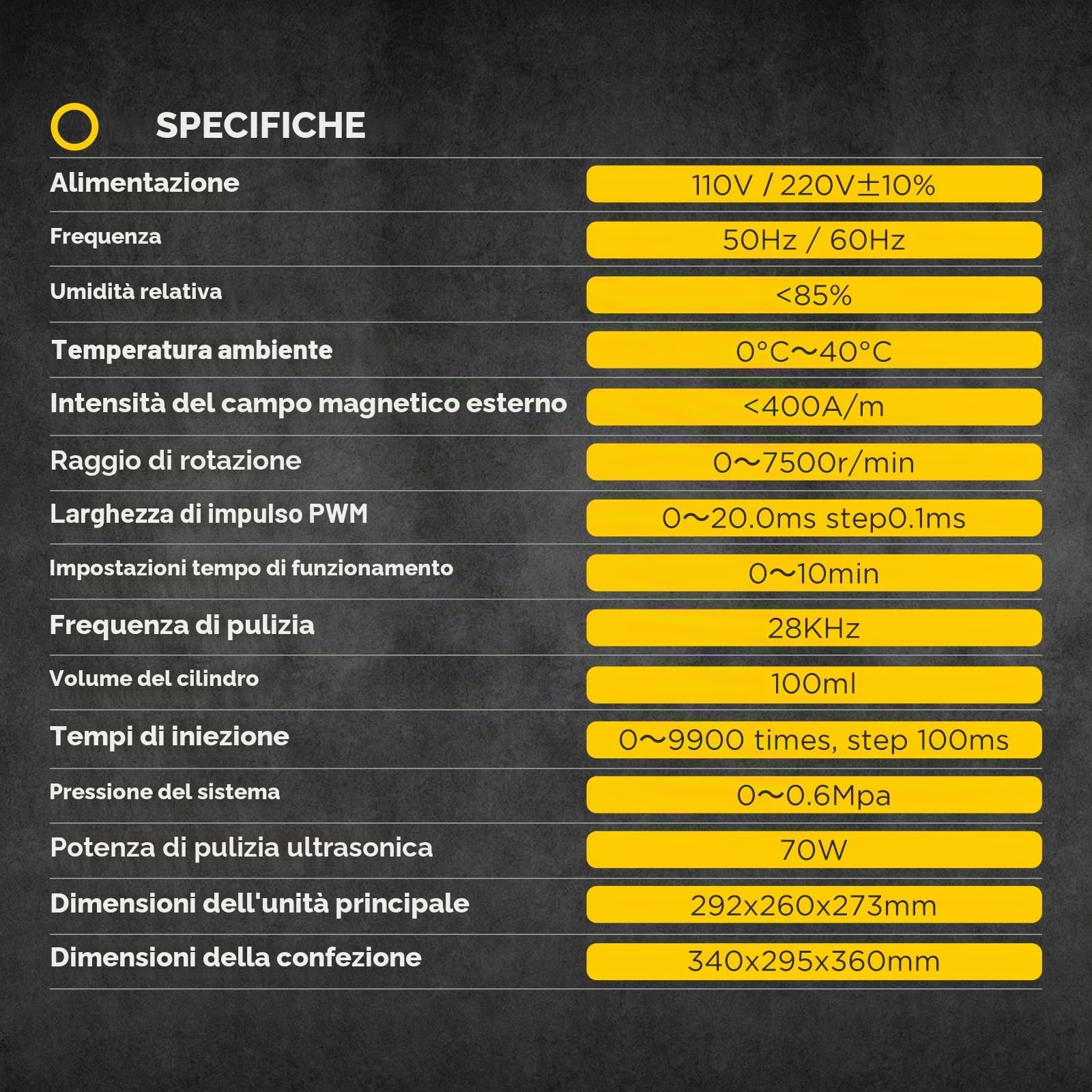 Pulitore a iniezione di Carburante ad ultrasuoni con Funzione di Riscaldamento, 4 cilindri per iniettori GDI, EFI e FSI, Display Digitale con 9 modalità di Test