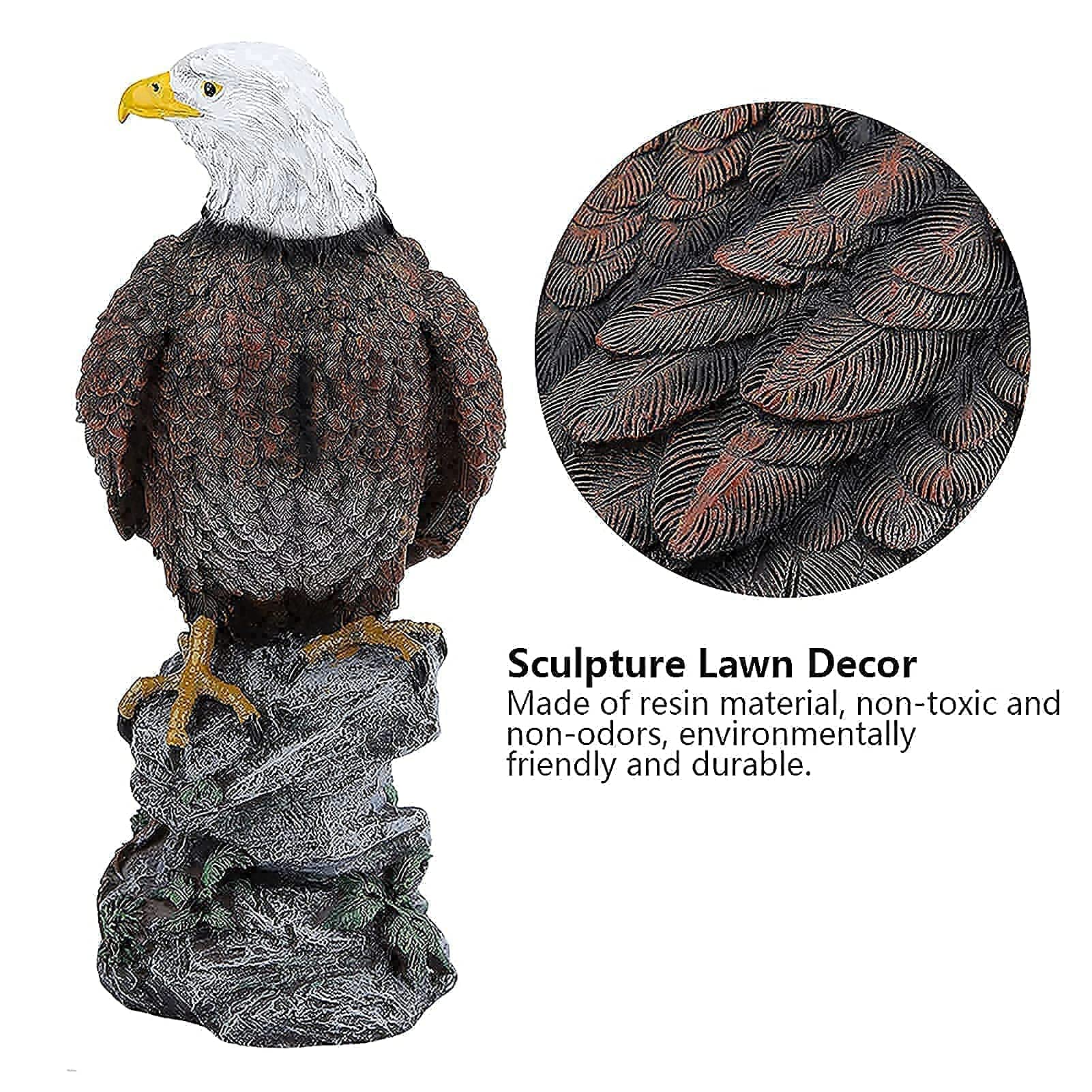 Gartenfigur, Heimtextilien Tier Vogel Statue Harz Gartendekoration Steinadler mit Basis für Garten, Hof, Tür, Zaun