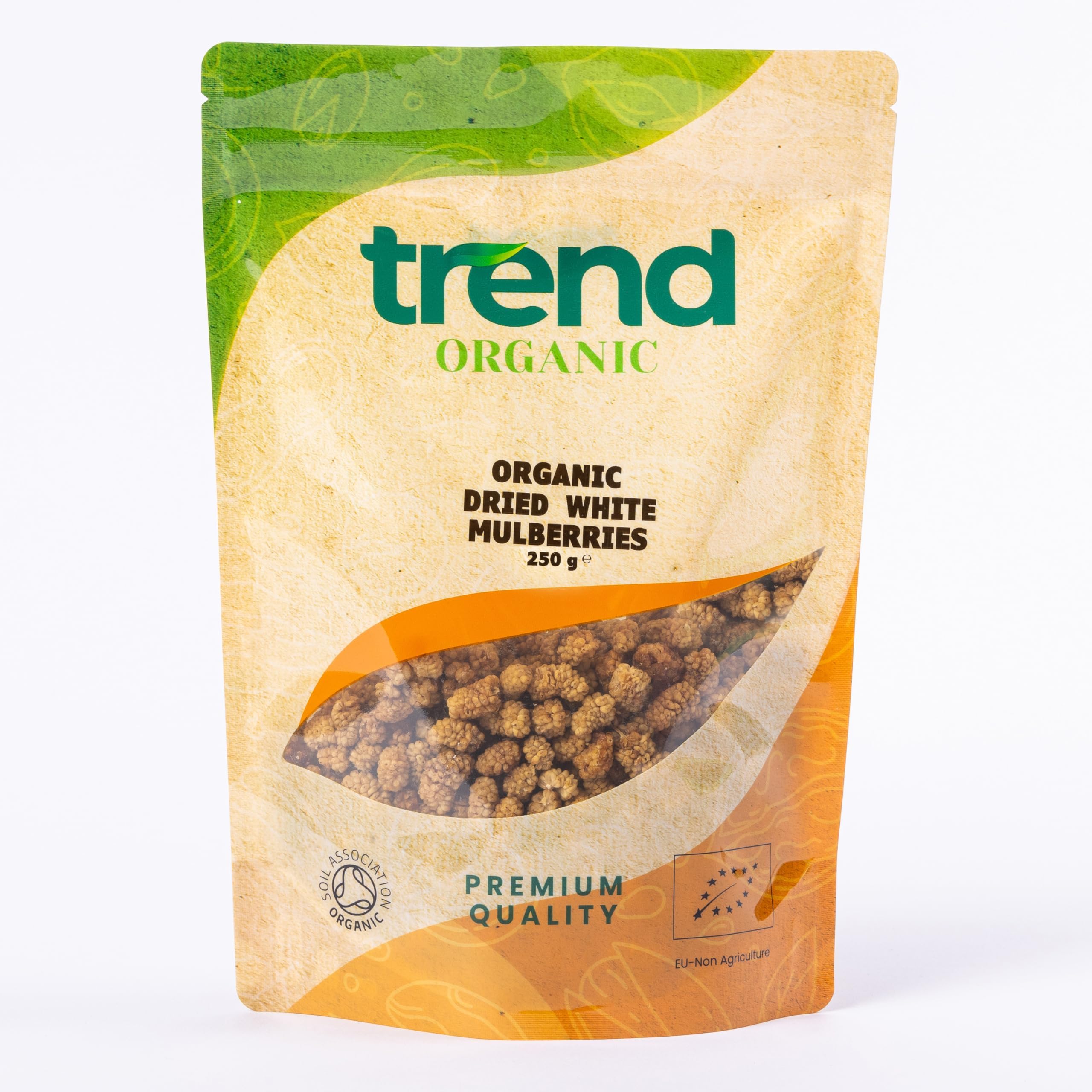 Dried White Mulberries, 250g - High in Fibre, Natural Sugars, and Vital Minerals, Certified Organic, Vegan, GMO-Free, No Additives No Preservatives, Unsulphured, Raw
