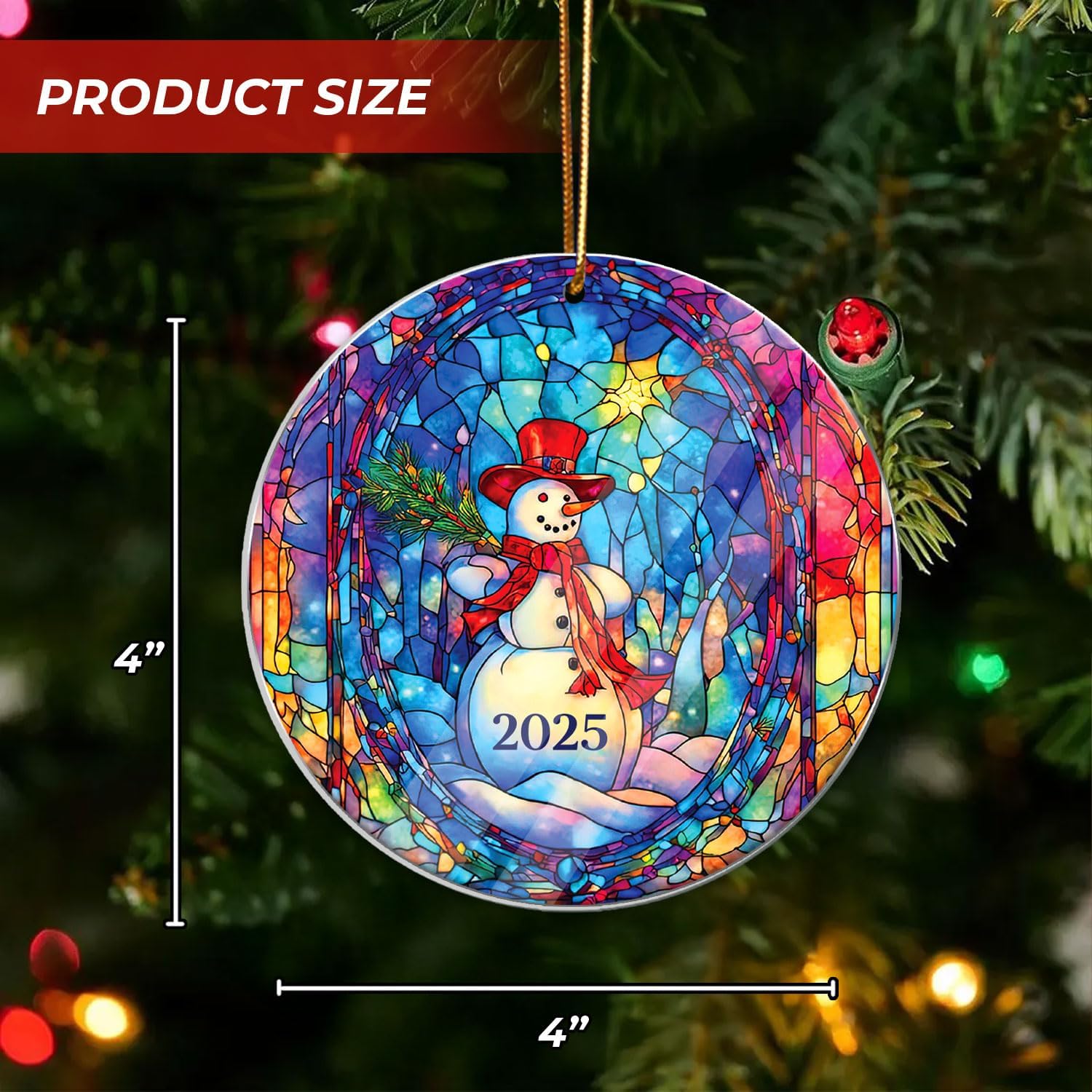 Christmas Ornaments Snowman 2025, Christmas Tree Decor, White Elephant Gifts for Women, Christmas Tree Forest Ornaments Round, Christmas Ornaments 2025
