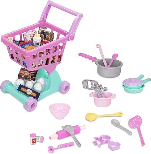 Play Circle by Battat  Juego completo de utensilios de cocina y día de compras  50 piezas de juguete y juego de cocina con alimentos de simulación y