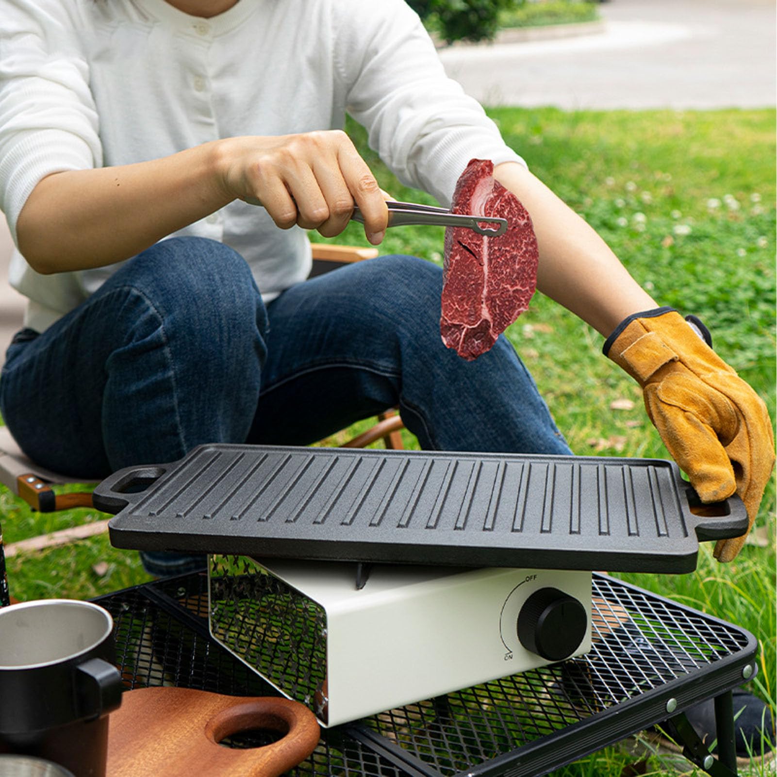 Piastra in Ghisa Doppia Faccia per Cottura Uniforme e Rapida su Forni a Gas e Induzione, Piastra Universale per Domestica, Grigliata, Preparazione Colazione