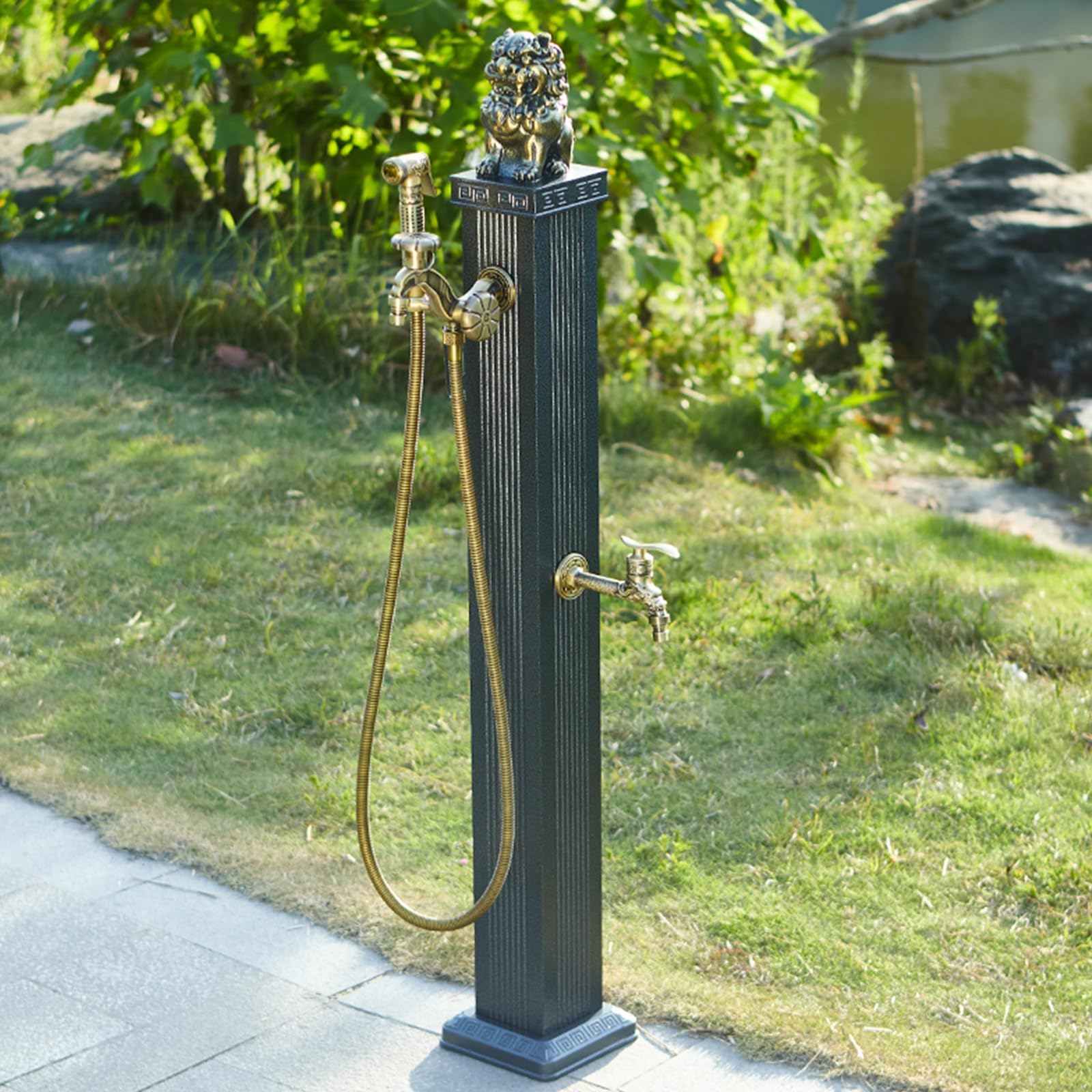 Fontana da Giardino Moderna, Rubinetto per Montaggio a Pavimento, Rubinetto per Idrante da Giardino Resistente Al Gelo in Acciaio Inossidabile, Ideale per Uso Esterno e Esigenze di Giardinaggio