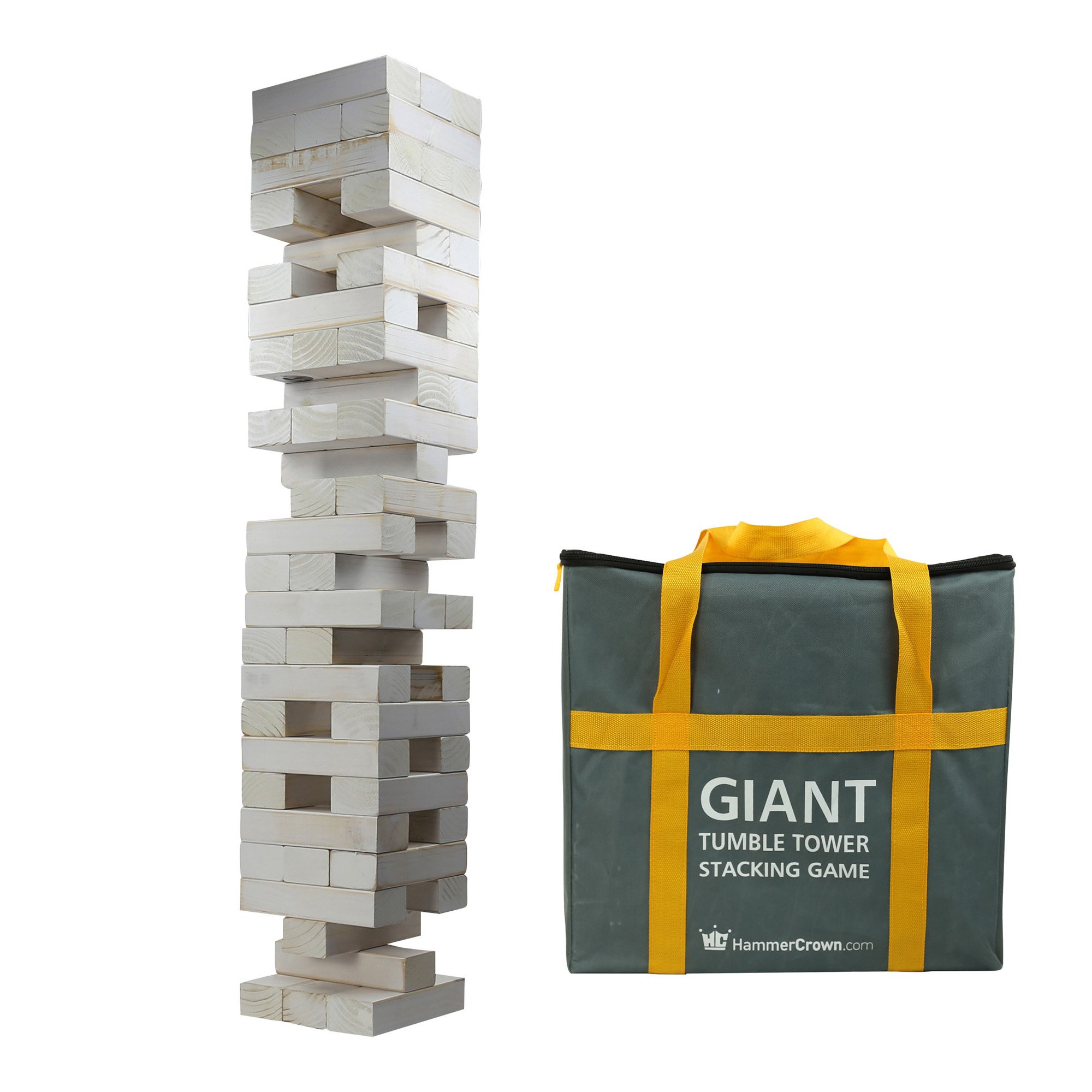 Giant Tumble Tower White Distressed Finish; with Free Bonus Block Bottle Opener