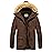 WenVen Men\'s Winter Coat Puffy Jacket with Fur Removable Hood (Coffee, 3XL)