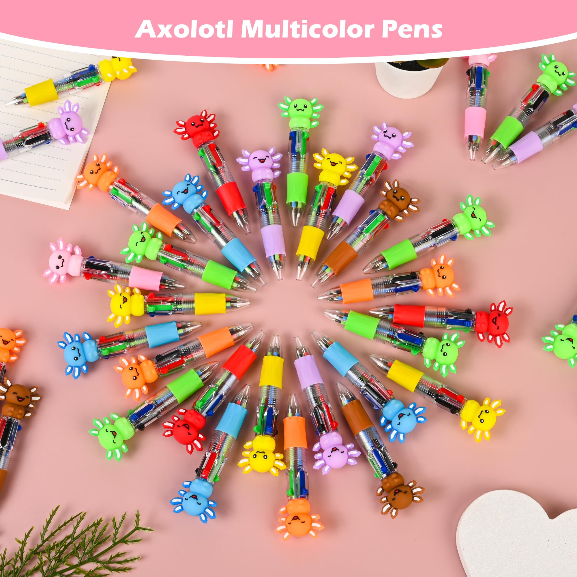 Amazon.com: LiYiQ 24 Pcs Axolotl Multicolor Pen in One Cartoon