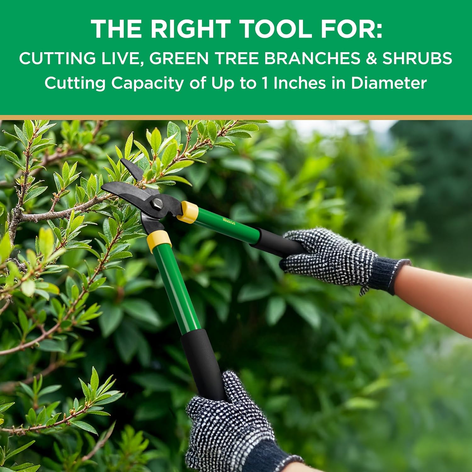 Miracle-Gro 15 in. Bypass Lopper for Tree Branch Trimming and Pruning – Heavy-Duty Branch Cutter with Ultra-Sharp Carbon Steel Blade, 1 in. Cutting Capacity and Comfort Grip Handles - Image 5