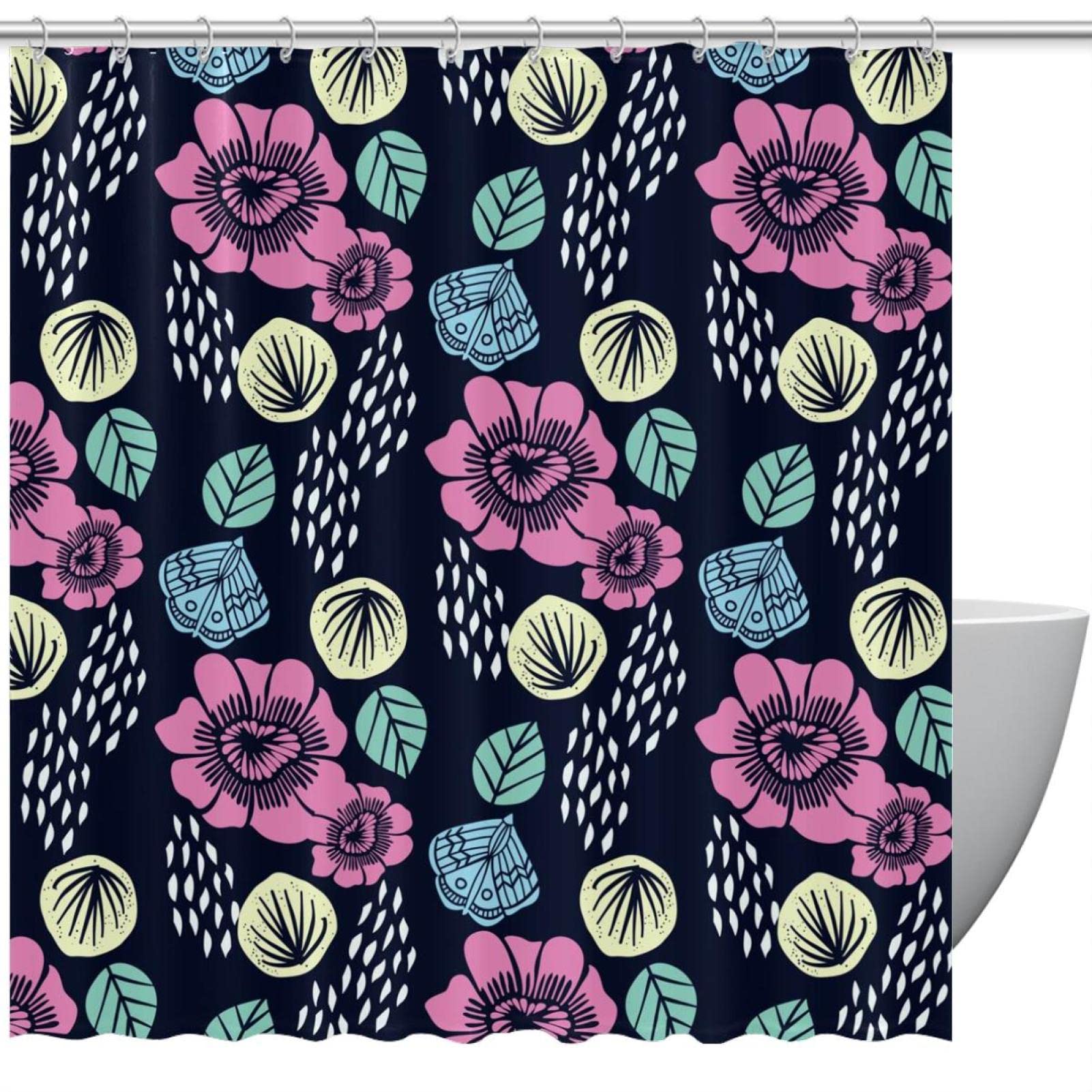 Rideau de douche imperméable floral pour transformer votre bain en oasis