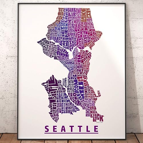 Miniatura 6 de Impresión del mapa del barrio de Seattle, impresión firmada de mi arte original de mapa de tipografía de Seattle dibujado a mano