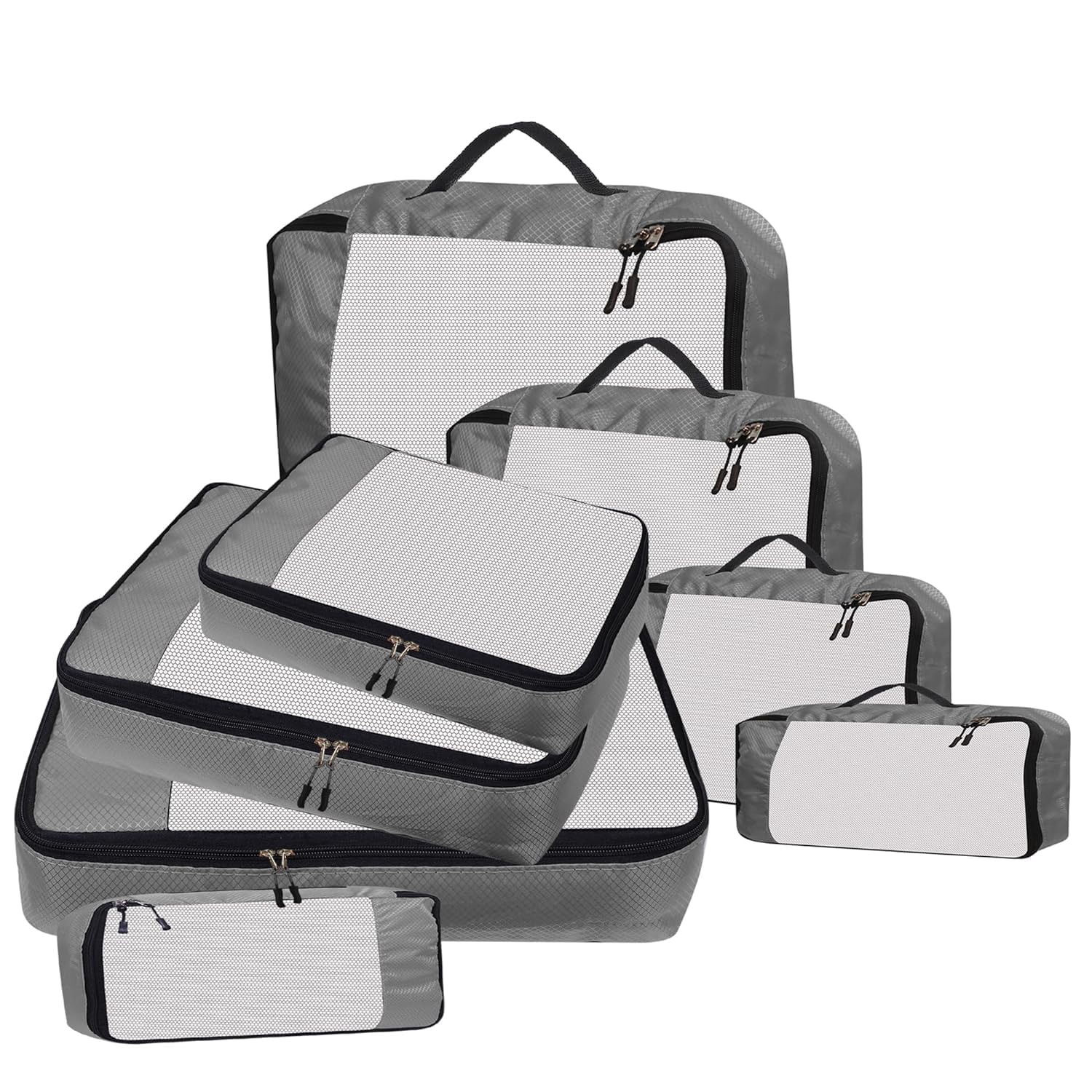 GOMAJO Packing Cubes For Travel Organizer Clothes Laundry Compression Suitcase Luggage Storage Travelling Pouches Bags Organiser, Polyester (SET OF 8 (2L+2M+2S+2SL), Grey)-image-15