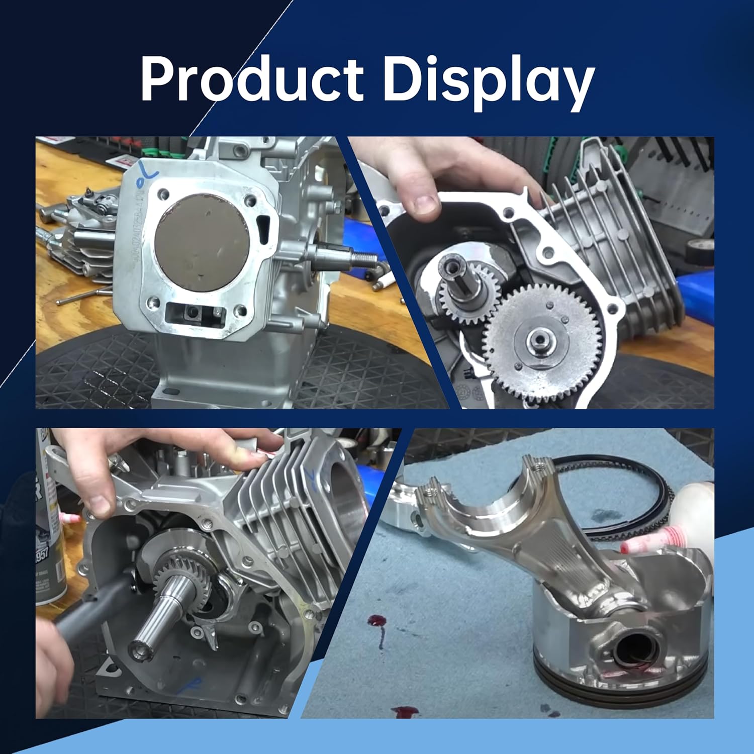 55mm Stroker Crankshaft 3.328" Billet Aluminum Connecting Rod 70mm Ceramic Coated Flat-Top Piston Stroker Rotating Assembly For Predator 212cc Hemi Engine Go Kart Mini Bike Silver