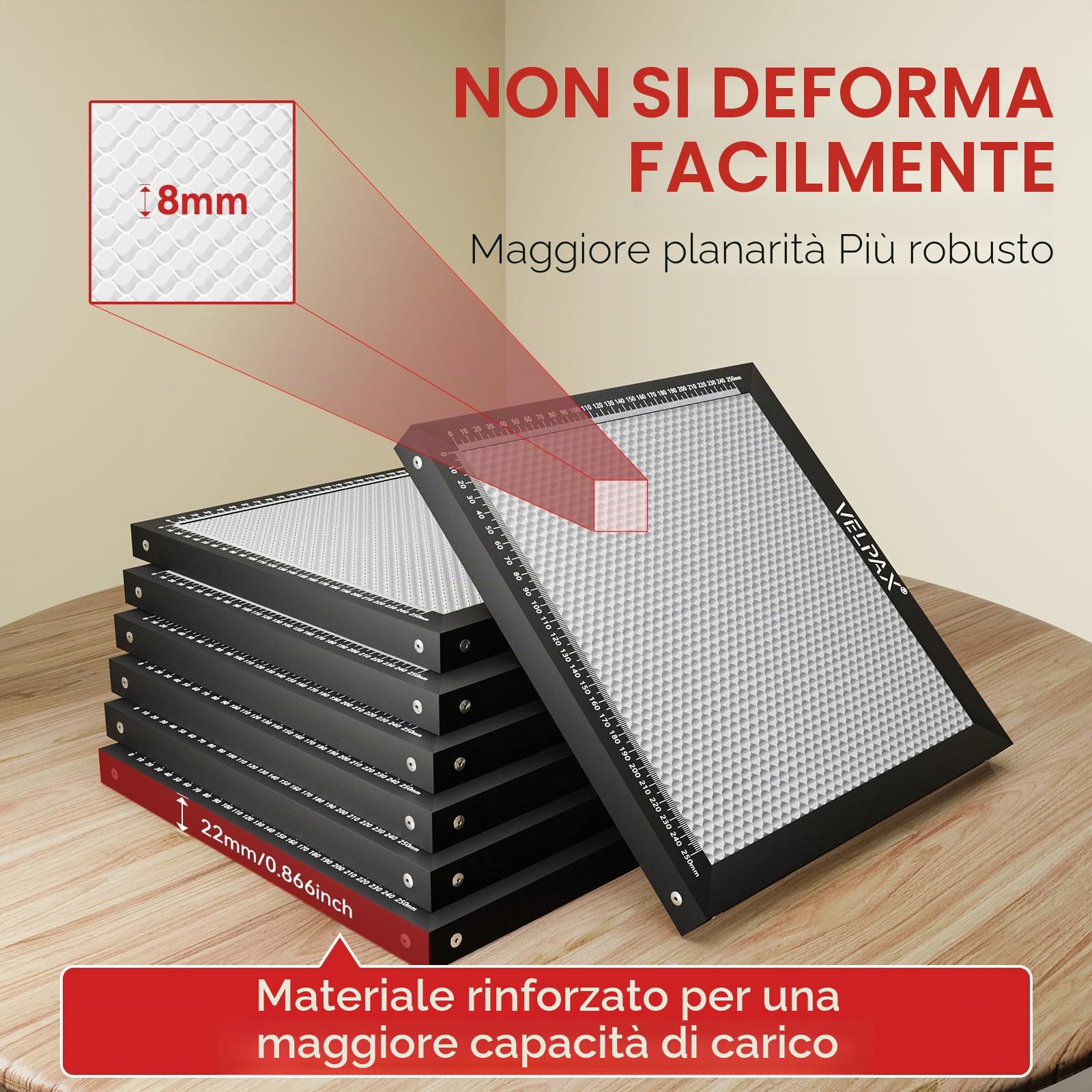 Tavolo a Nido d'Ape 500x500mm per Incisore Laser, Piattaforma di Lavoro Laser con Piastra in Alluminio, Rapida Dissipazione del Calore e Protezione Tavolo