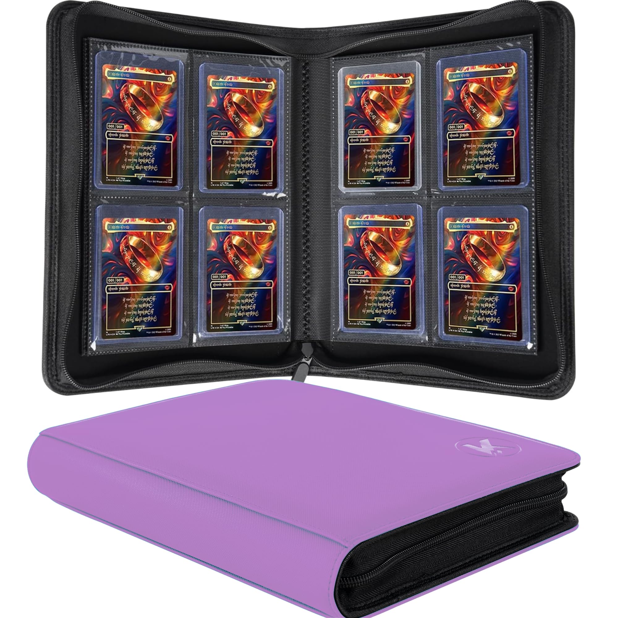 Top loader Binder, Holds 128+ Toploaders (Light Purple)