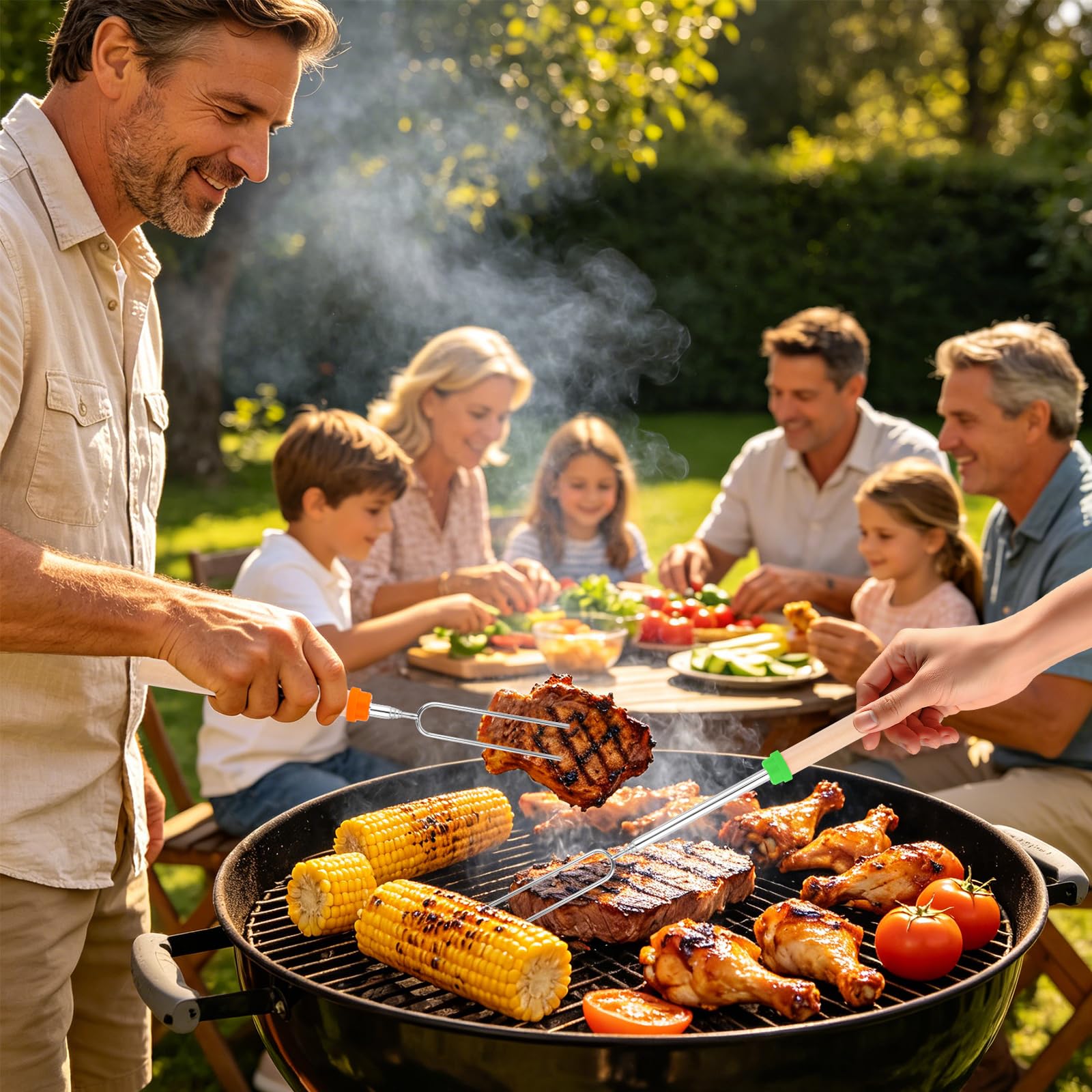 Brochettes Télescopiques en Acier Inoxydable pour BBQ, Marshmallow, Camping – Accessoire Barbecue