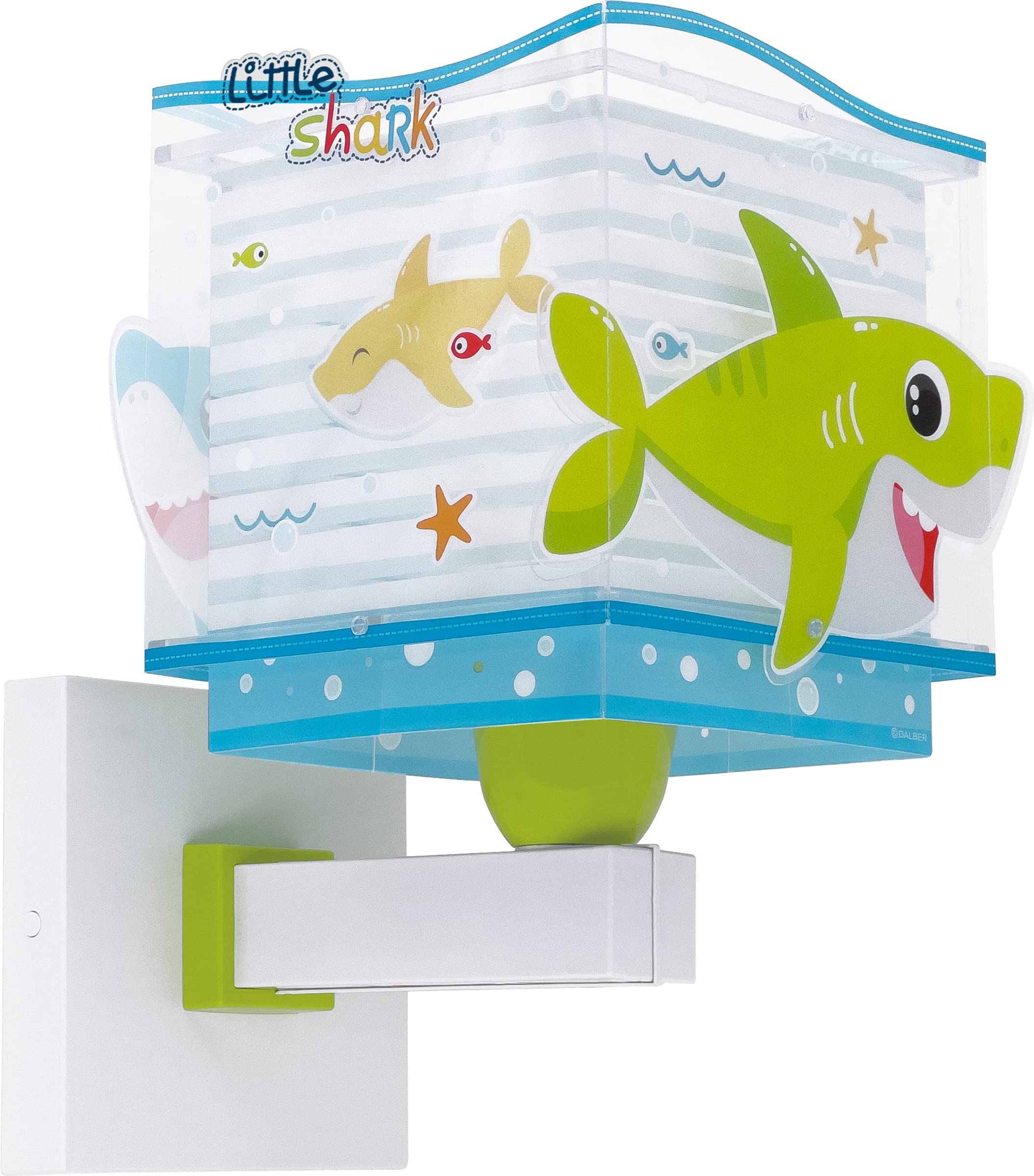 Dalber kinder Wandlampe, Kinderlampe Wandleuchte, kinderzimmer Little Shark Haie Tiere, kinder zimmer leuchte lampenschirm, 63479, E27, Blau