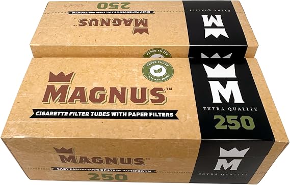 Mag. 8mm Regular Empty Tubes with Paper Filters - 500pcs