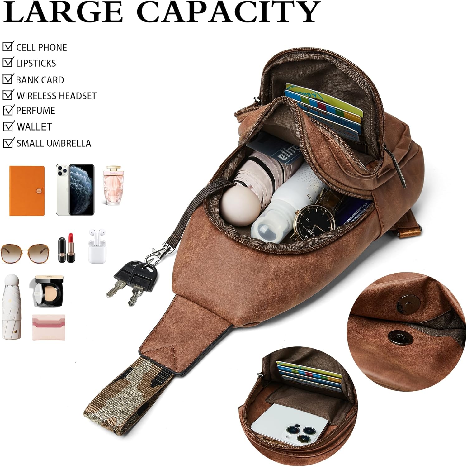 Sling Bag Crossbody Bags for Women Small Cross Body Bag Fanny Packs Chest Sling Purse for Daily Travel Leisure Sport - Image 5