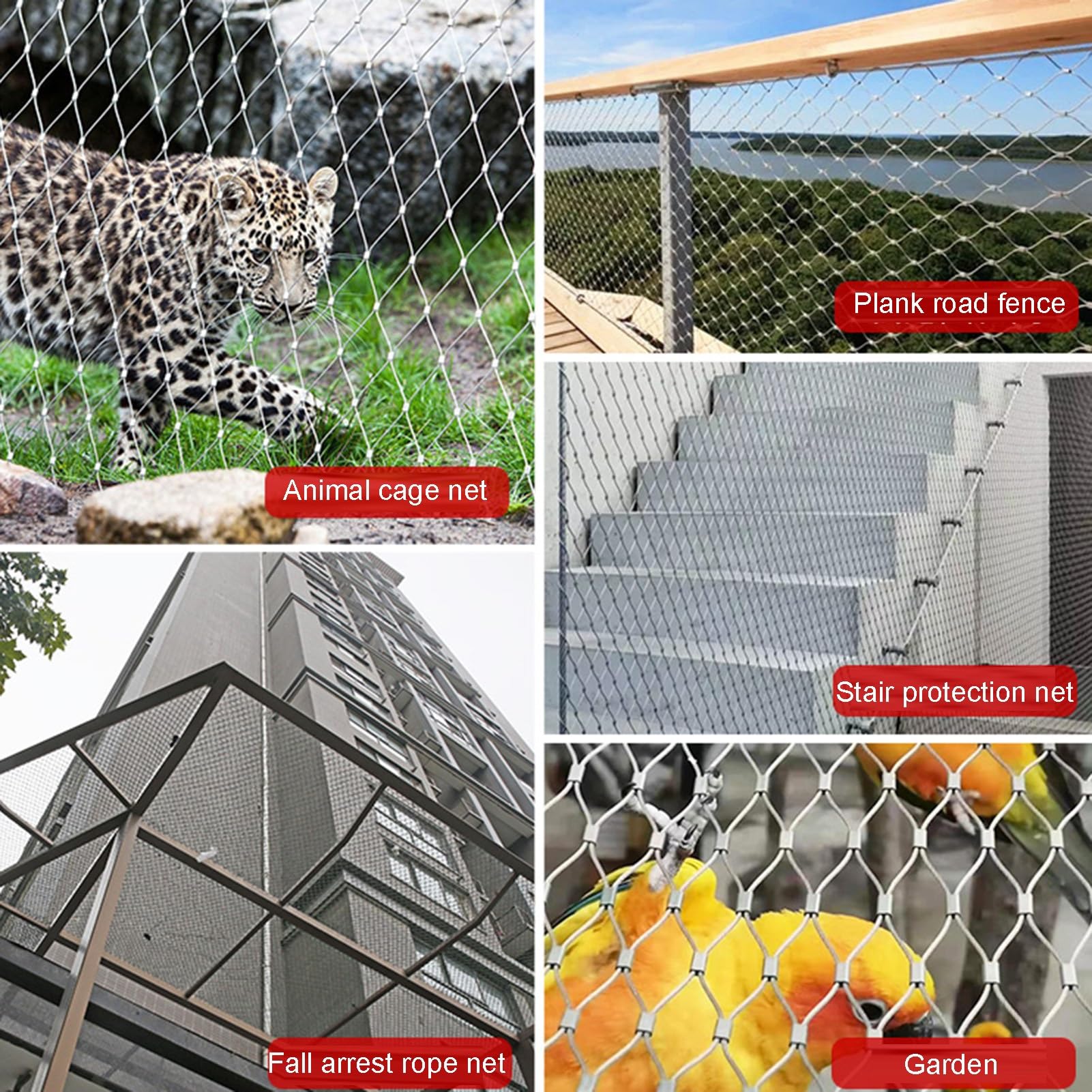 Alambre Espino Galvanizado Red de cuerda de acero inoxidable 304, valla decorativa de límites cortable, malla de seguridad antirrobo y anticaída para jardín de campo de fútbol, espacio entre orificio
