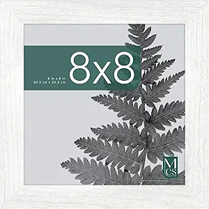 MCS Studio Gallery 8x8 Picture Frame White Woodgrain, Wall Hanging & Easel for Tapletop Display, Square Photo Frame for Photos, Posters & Art Prints (1-Pack)