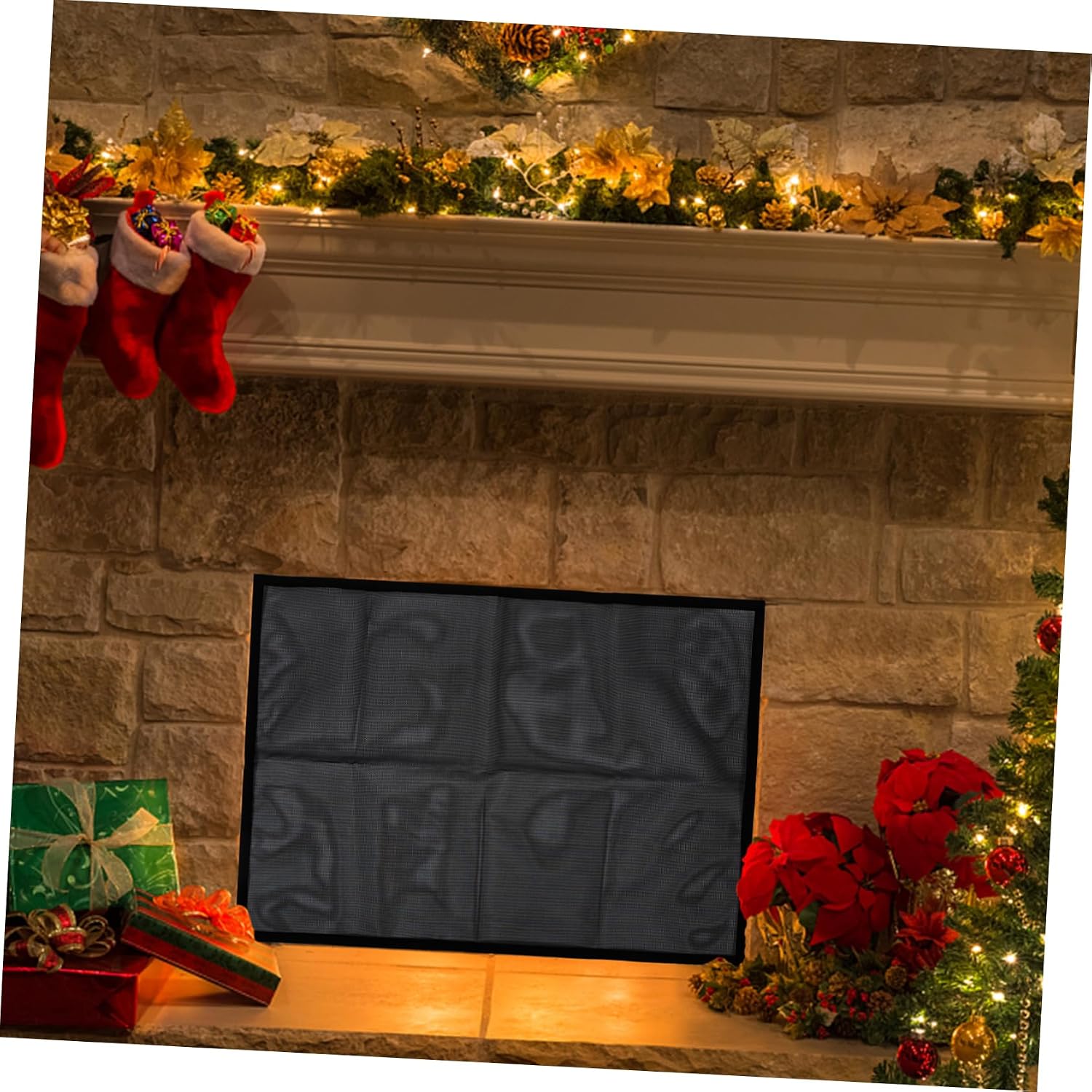 SUPVOX 1set Fireplace Mesh Screen Panel Hearth Accessory for Pet Safety Easy to Install Fireproof Material Elegant Design for Home Decor