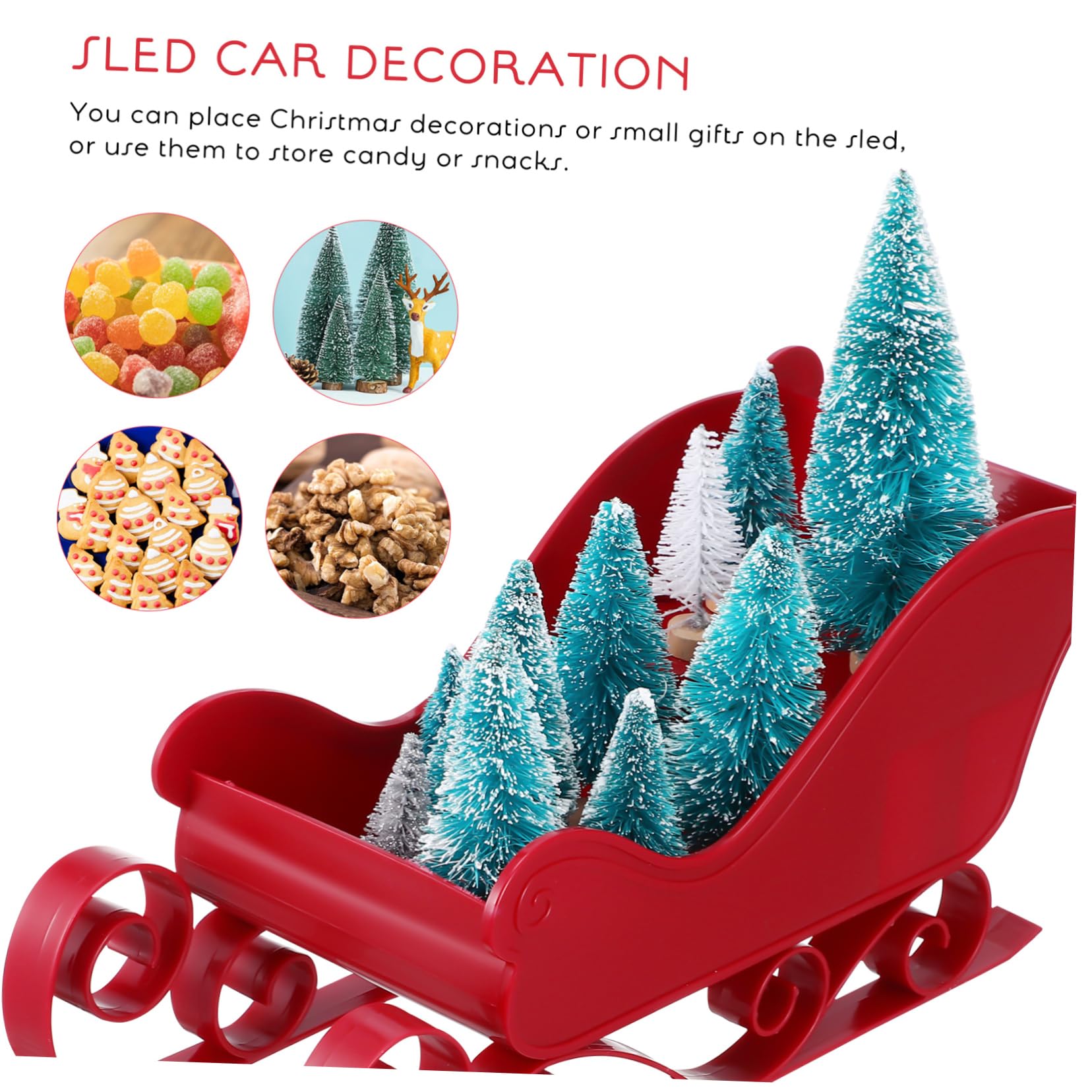 SOIMISS 3 Series Trineo De Navidad Apoyo De Trineo De Navidad Muñeco De Nieve Decoraciones Navideñas Interior Manualidades Navideñas con Trineos Día Festivo El Plastico Rojo 2 Piezas X 3