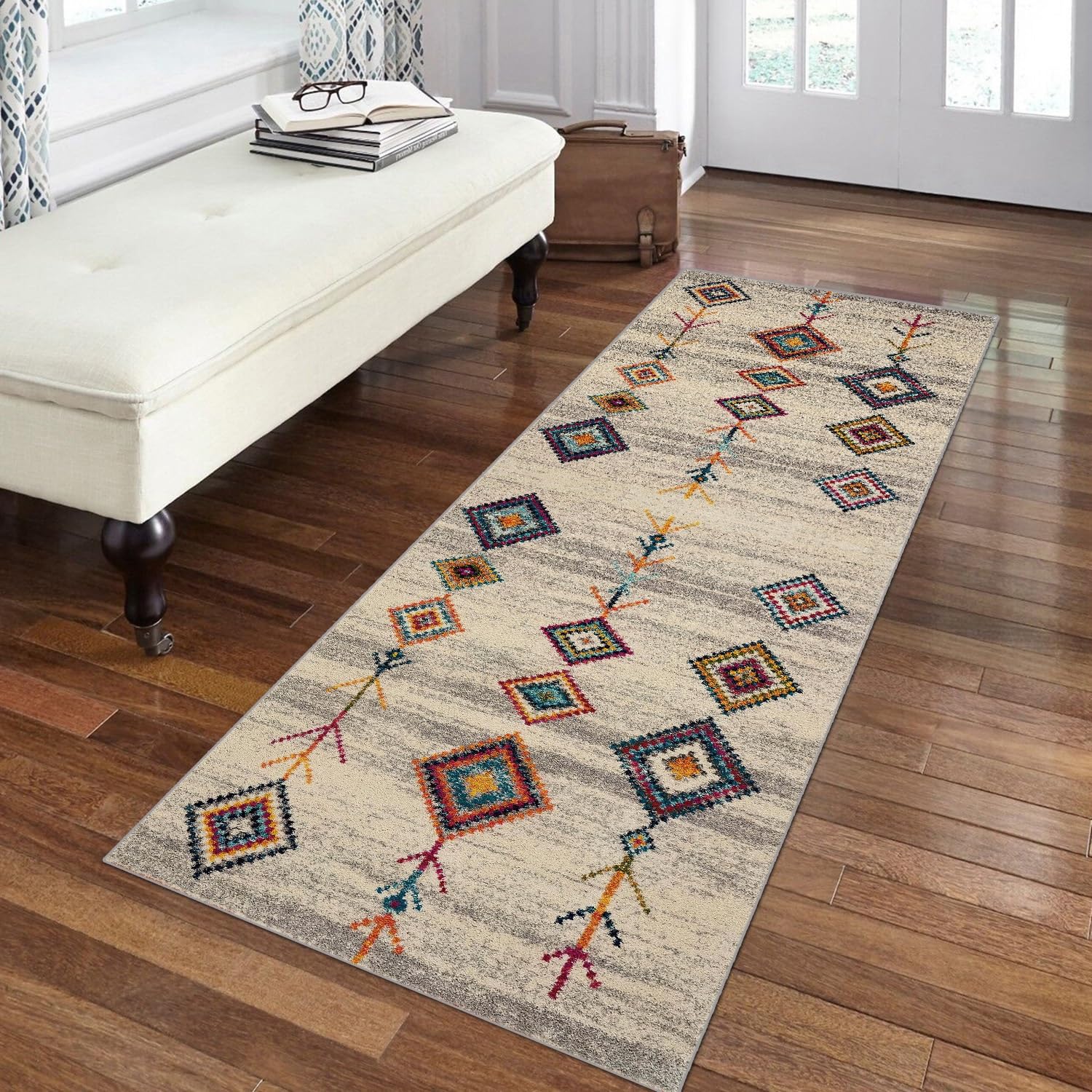 Läufer Teppich Flur Lang küchenläufer Waschbar Vintage 70x150cm | Lang rutschfest Teppichläufer Flurläufer Bunt Für küche Fußmatte Wohnzimmerteppich Schlafzimmer Meterware Dauerhaft