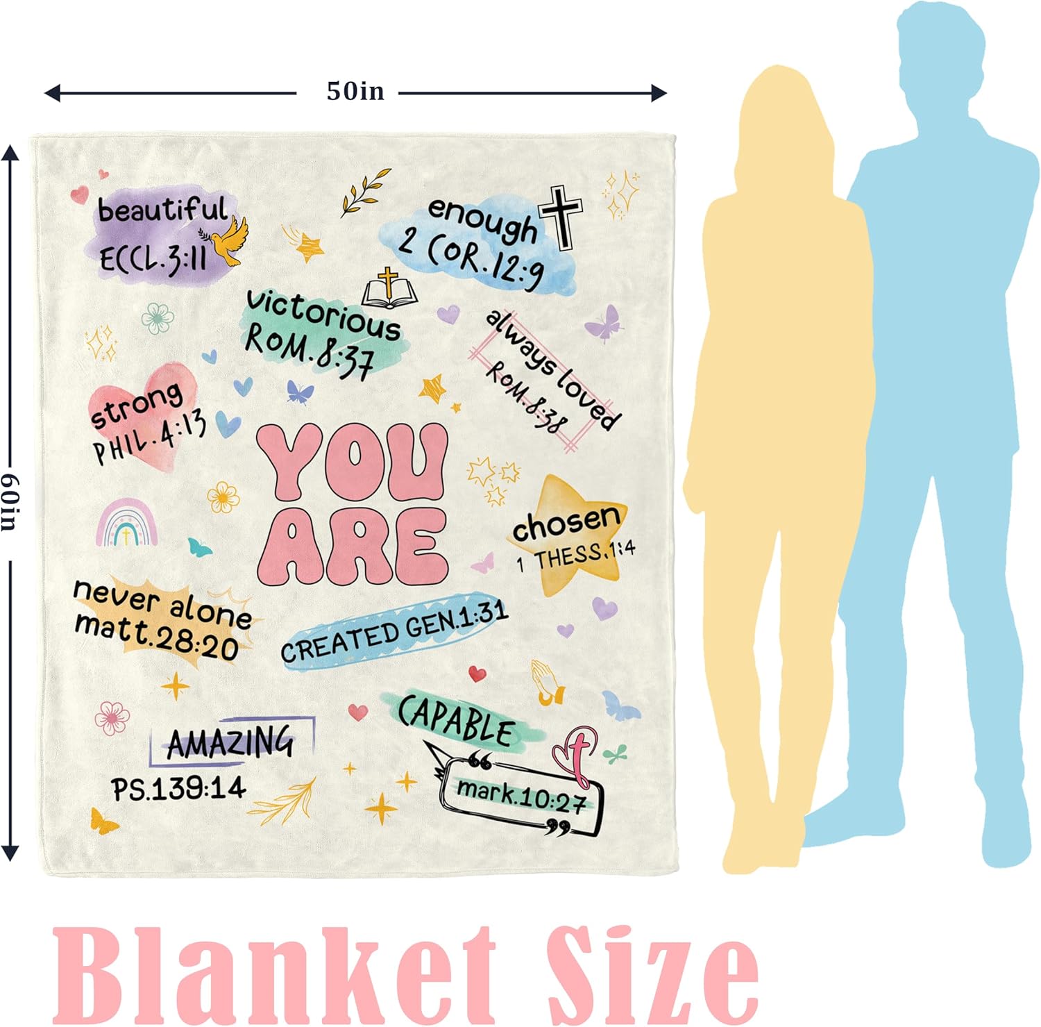 Christian Gifts for Women, Christian Blanket with Bible Verse, Religious Birthday Gifts for Catholic Women, Baptism Gifts for Girls, Spiritual Prayer Throw Blanket 60"X50" - Image 5