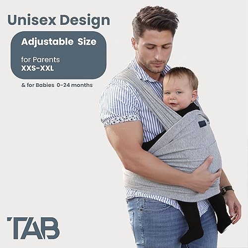 Miniatura 2 de Versátil portabebés gris y negro cómodo, suave y de apoyo, anillo ajustable para mamá y papá, ideal para registro de bebé, recién nacido a niño,
