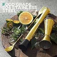 Vista 3 de Homestia Muddler - Juego de 3 piezas de acero inoxidable 304 de 10 pulgadas y cuchara de cóctel de 12 pulgadas y doble jigger, juego de cóctel de 3