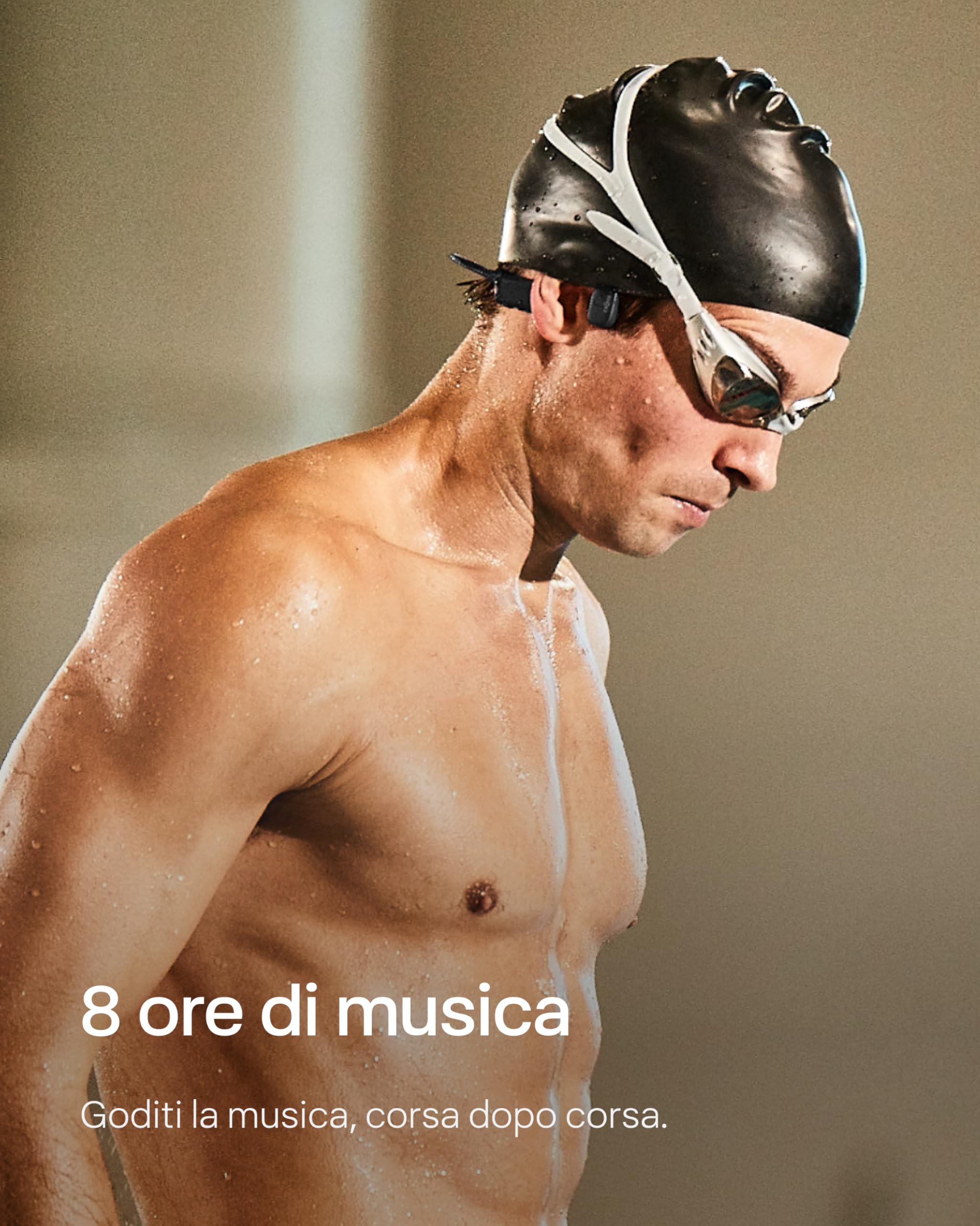 SHOKZ Auricolari OpenSwim a conduzione ossea, lettore MP3 da nuoto impermeabile IP68, auricolari sportivi open-ear con 4 GB di memoria, 8 ore di riproduzione, per nuoto, surf(senza Bluetooth), Nero