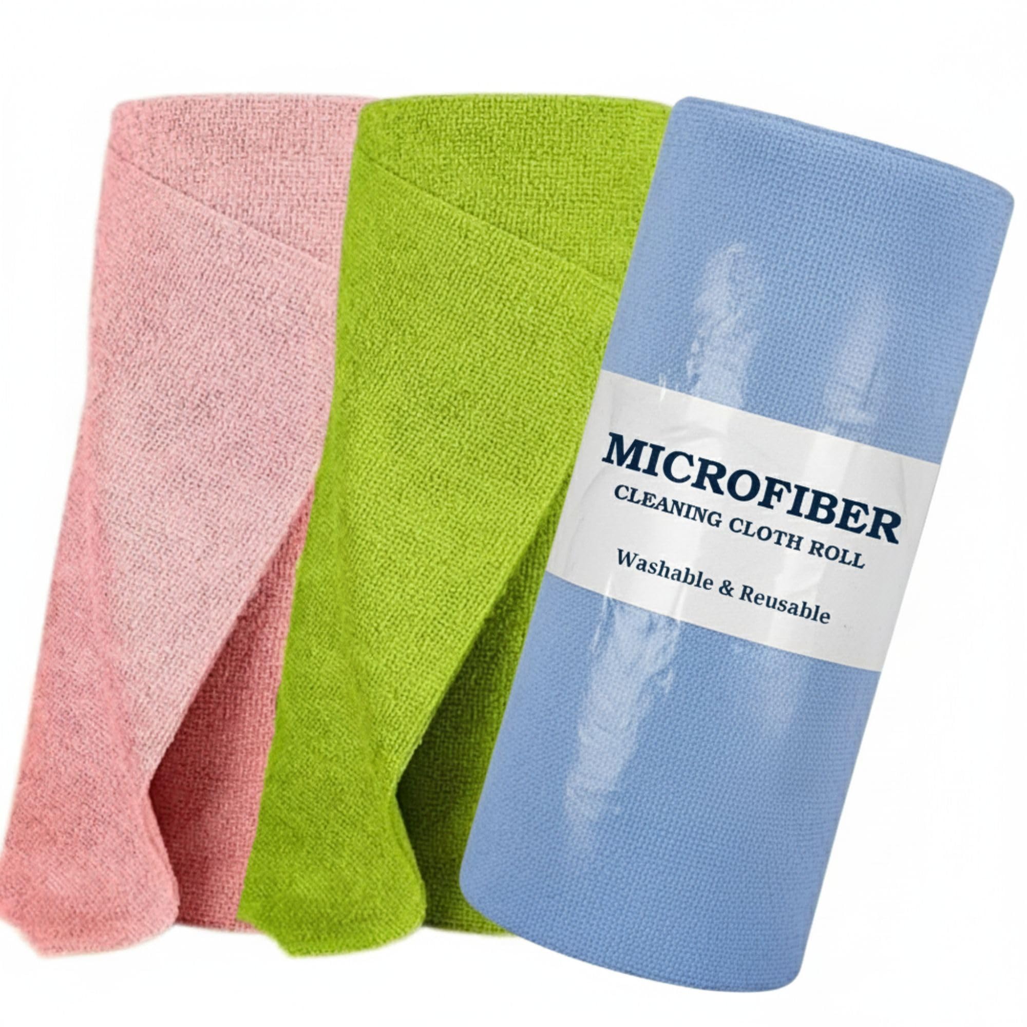 Simple Choice Microfiber Cleaning Cloth Roll – 150 Tear-Away Sheets, 100+ Washes Reusable Towels, Super Absorbent, Lint-Free Paper Towel Alternative for Kitchen, Home & Car (3 Rolls)
