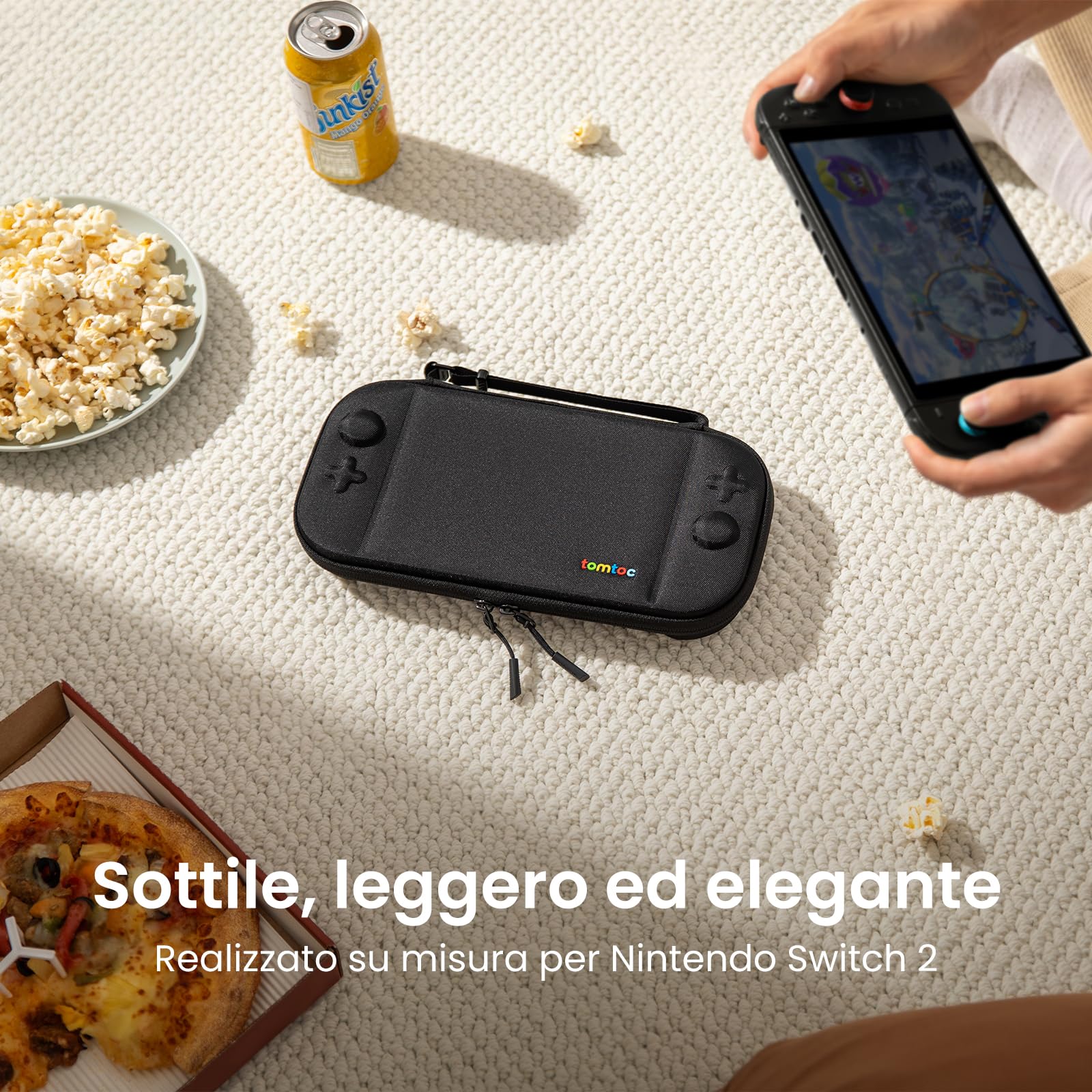 tomtoc Custodia per Nintendo Switch 2 (2025), Borsa da Trasporto per Console con 12 Cartucce di Gioco, Slim Carry Case Sottile da Viaggio con Brevetto Originale e Protezione di livello Militare