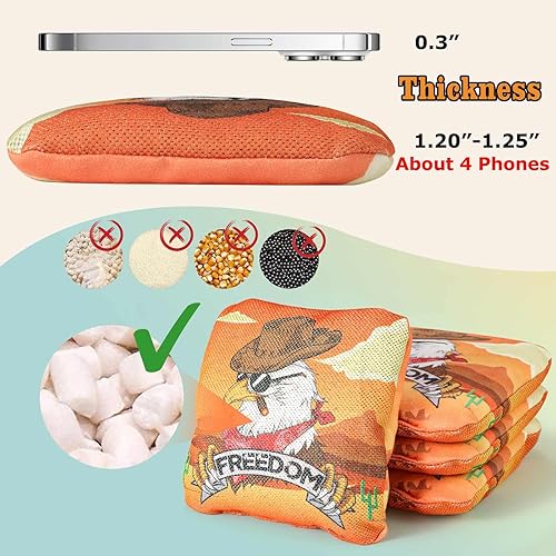 Miniatura 3 de EunHo Cornhole Bags Regulation Dual Sided Set of 8, Professional Cornhole Bean Bags Slick & Sticky Side Bags with Carry Bag