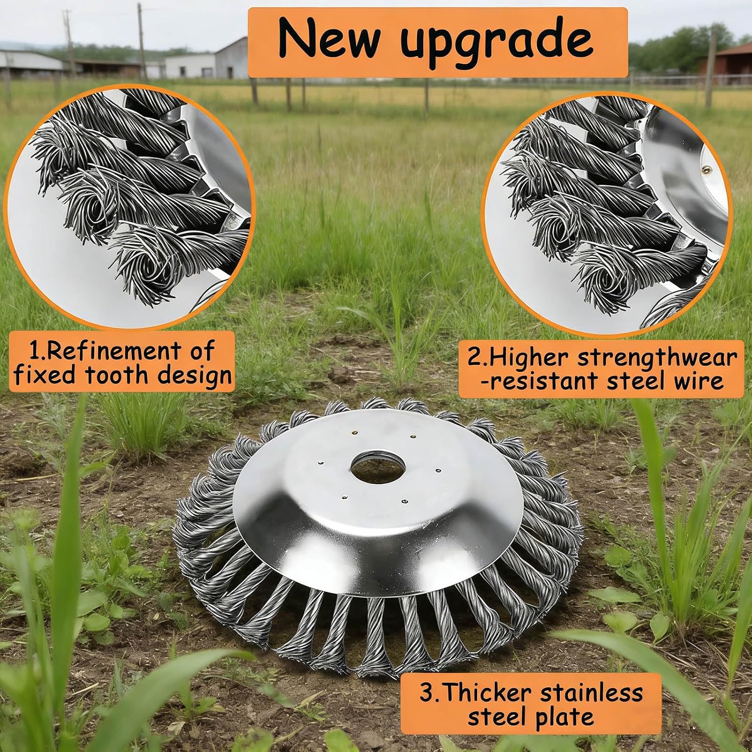 10 Inch Steel Wire Trimmer Head, Universal Heavy Duty Metal Weed Eater Replacement Head, Durable Brush Cutter Weed Head for Lawn Garden Grass Trimmer，with Adapter Kit