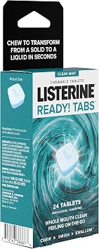 Listerine Ready! Tabs Chewable Tablets with Clean Mint Flavor, 24 Tablets (3 x 8 Tablet Blister Pack)