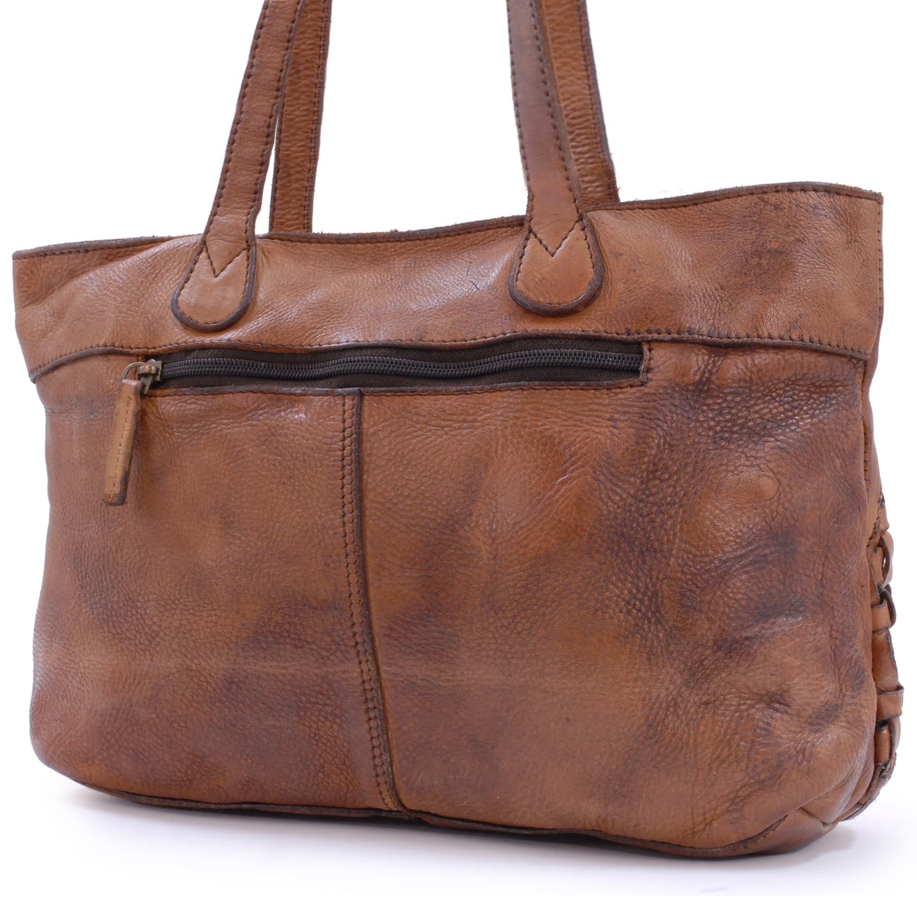 Catwalk Collection Handbags - Borsa a Spalla in Pelle Intrecciata - Tote Bag Media da Donna - Borsa a Mano con Tasche Multiple - Matilda