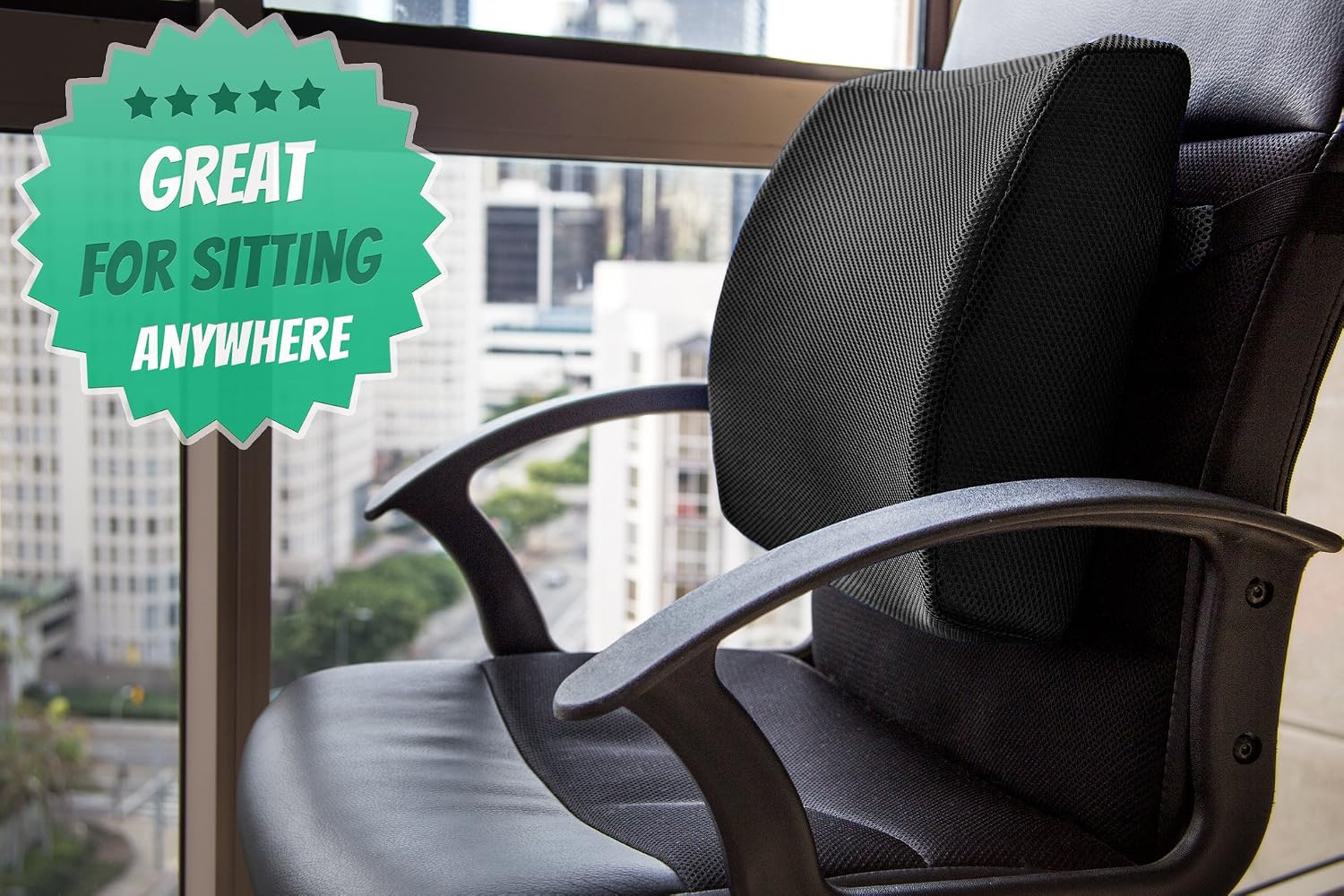 Pharmedoc Memory Foam Lumbar Support for Office Chair & Car Seat - Orthopedic Seat Cushion - Ergonomic Lumbar Pillow Design