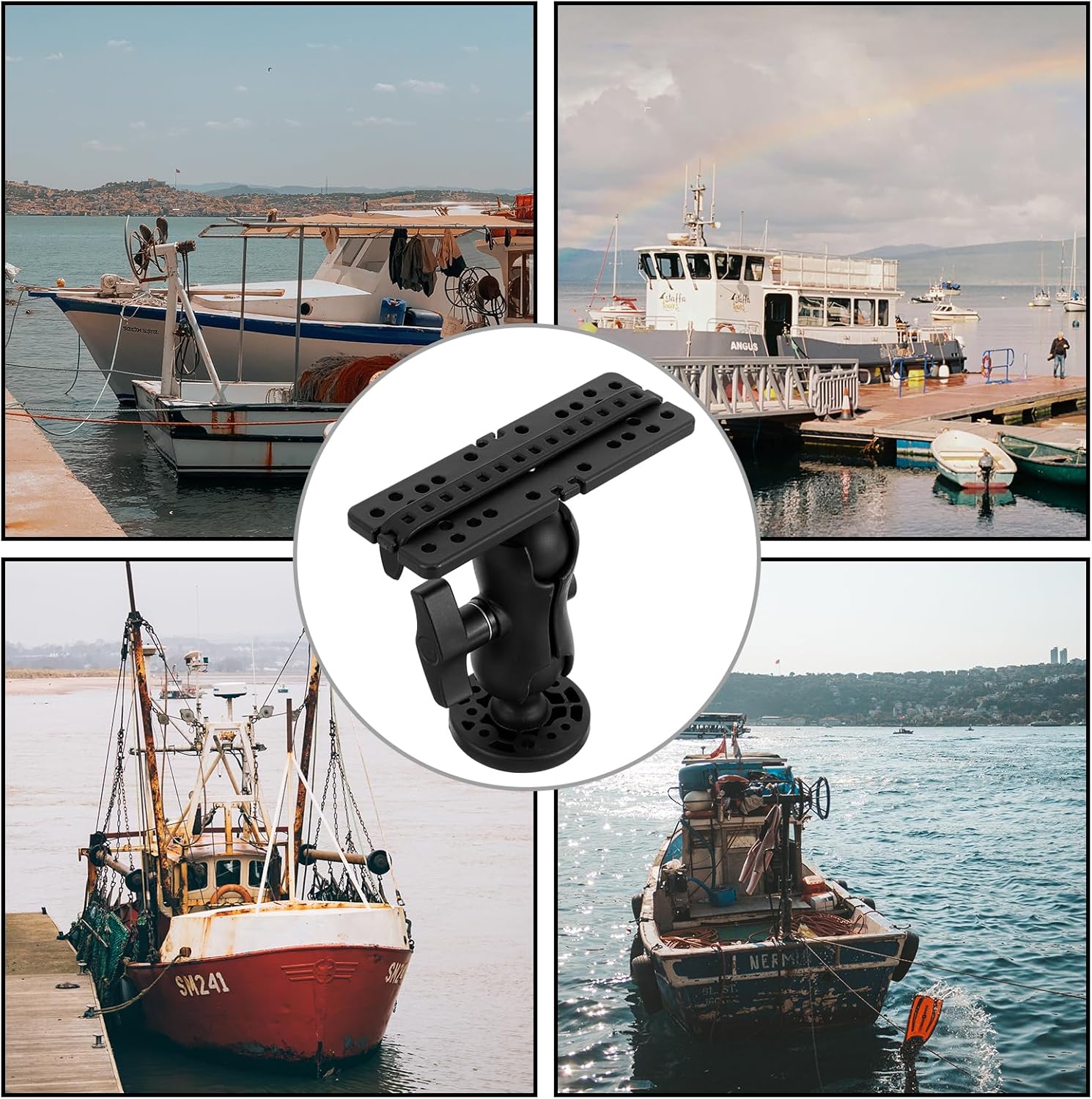 VANZACK 360° Rotation Universal Fish Finder Mount Fish Finder Mount Base Ball-Mount Bracket for Marine, Kayak, Yacht, and Boat Fishing Accessories