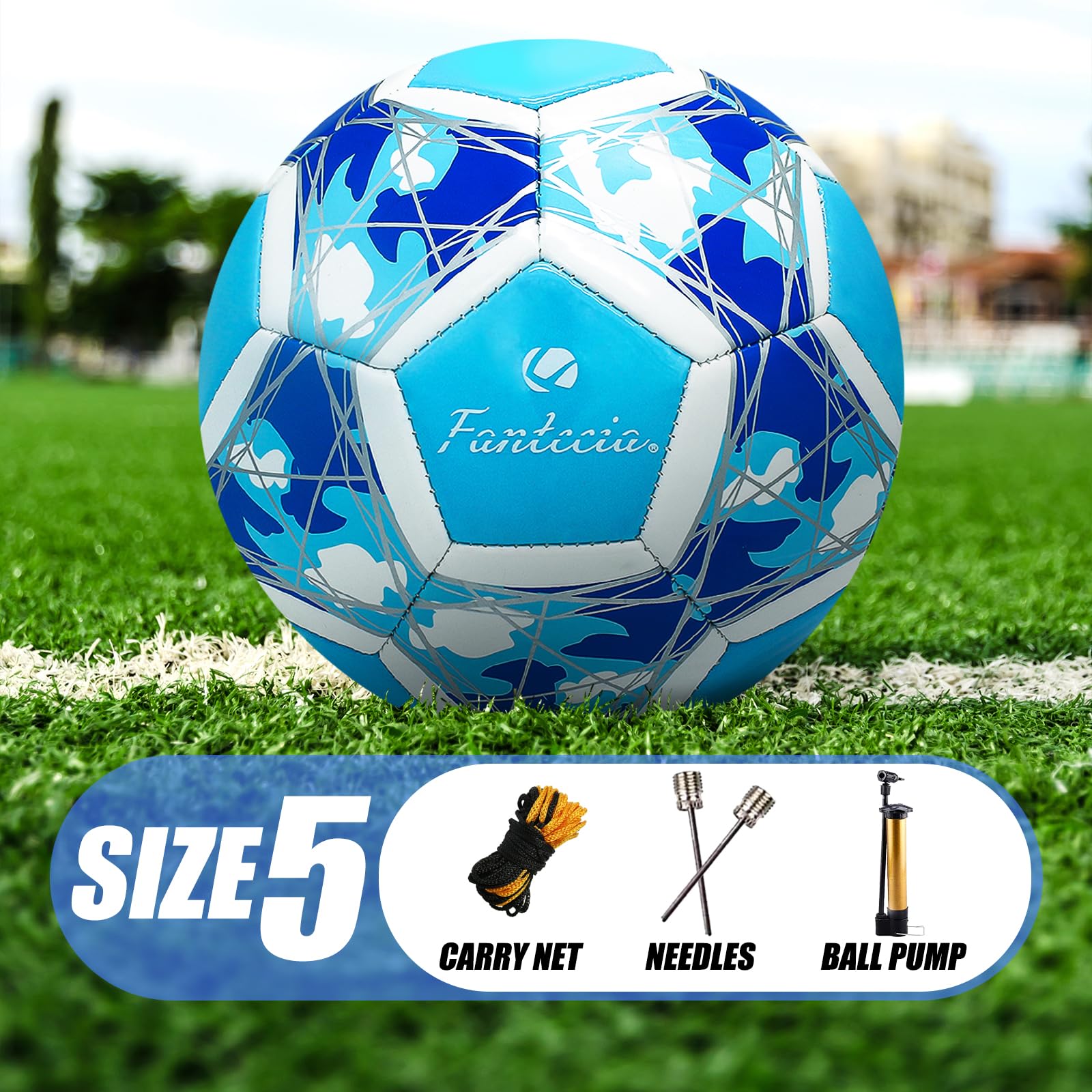 Pallone da calcio fluorescente, misura 5, per allenamento e giochi ricreativi, perfetto per giovani e adulti, palla da calcio in pelle per divertimento all'aperto