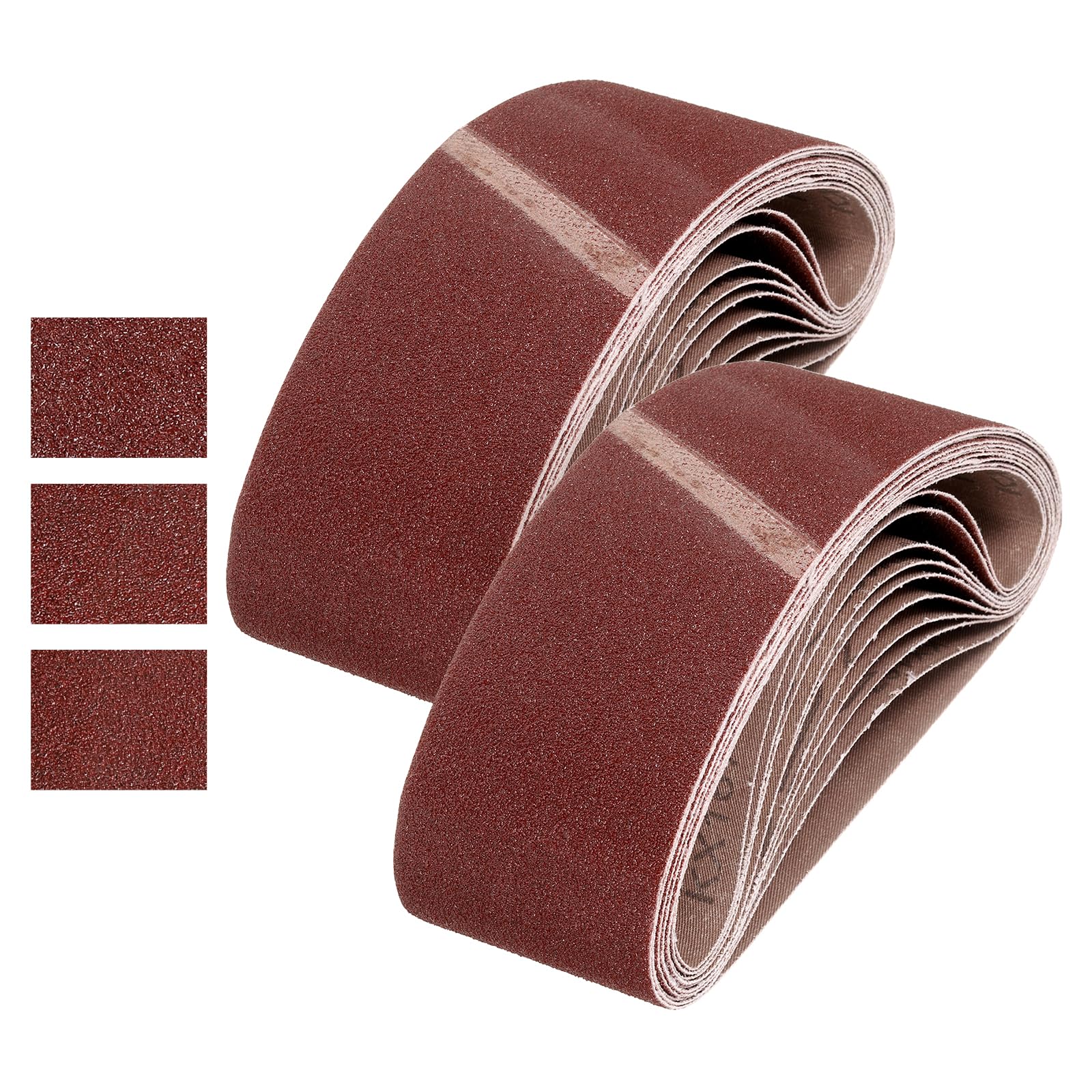 QUARKZMAN 76mm x 533mm Nastri Abrasivi, 24Pz Grana 40/60/80 Grana Carta Vetrata per Levigatrice Ossido di Allumina Per Lavorazione Legno, Lucidatura Metalli, Affilatura Coltelli