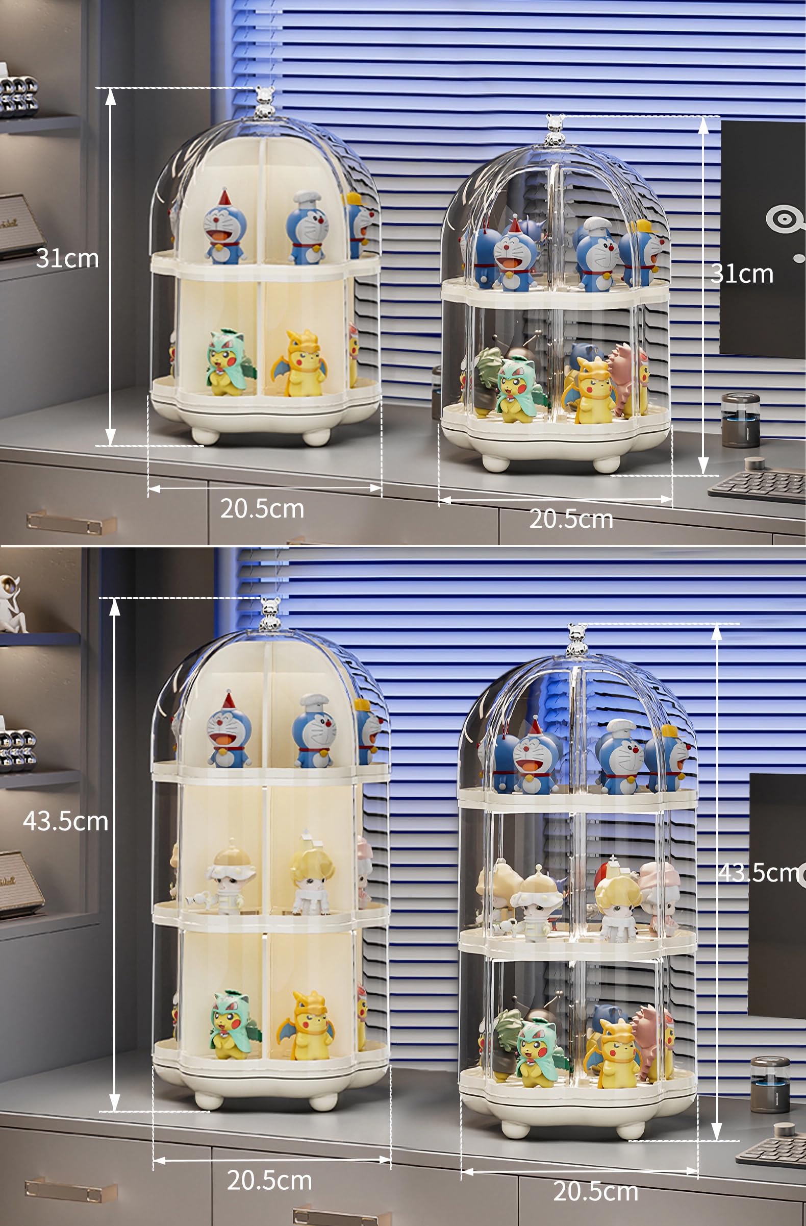 収納展示棚 防塵回転フィギュア収納ケース 透明ディスプレイ