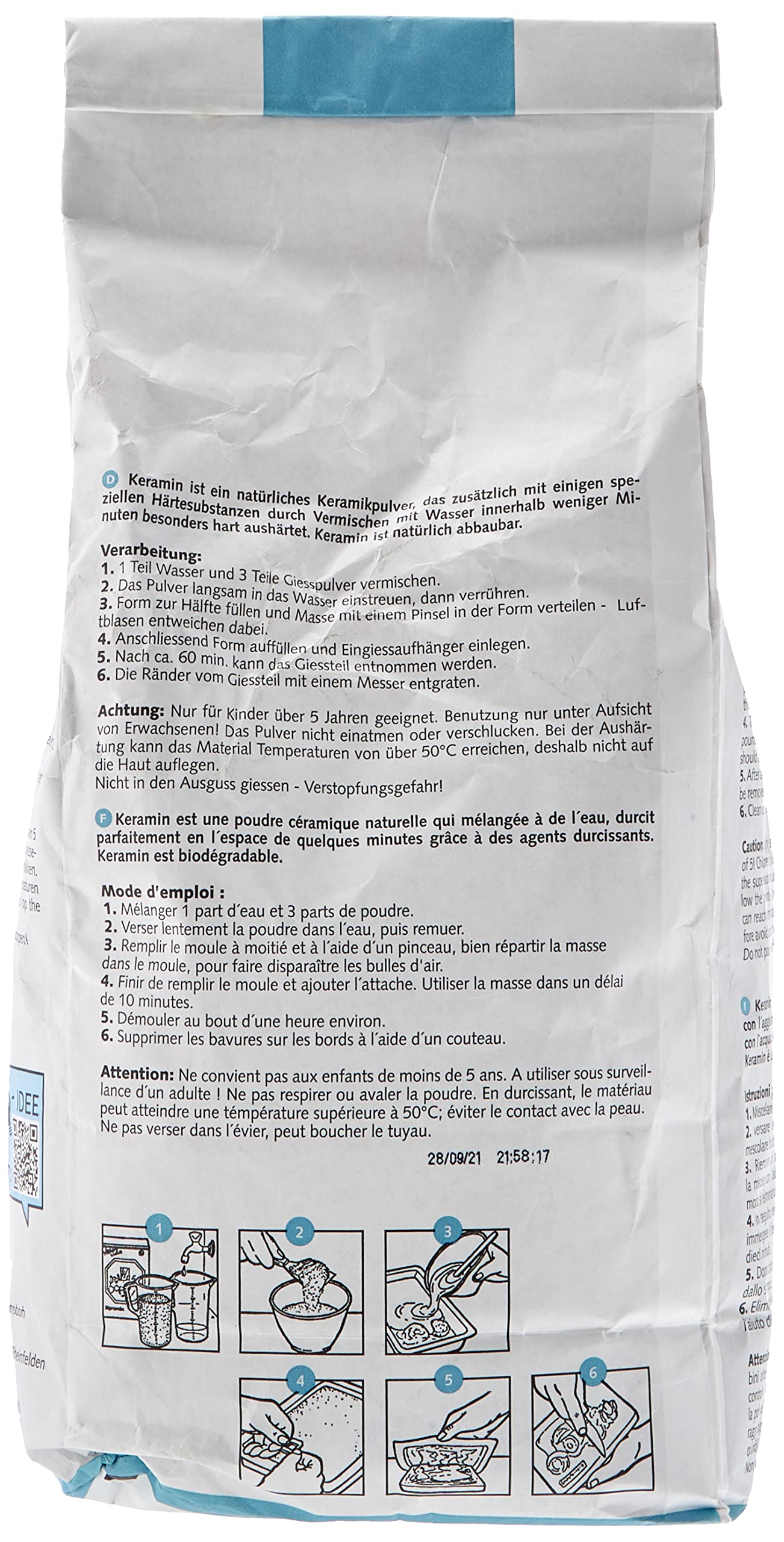 Glorex GmbH GLOREX 6 9500 90 Keramin, gesso modellante, bianco, 5 kg