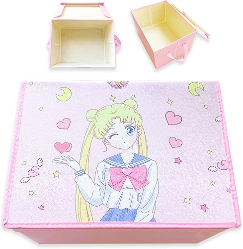 Miniatura 1 de BelugaDesign Moon - Organizador grande de contenedores  Cesta plegable de almacenamiento grande  Rosa Blanco Pastel Sailor Anime Lindo Kawaii Cartón