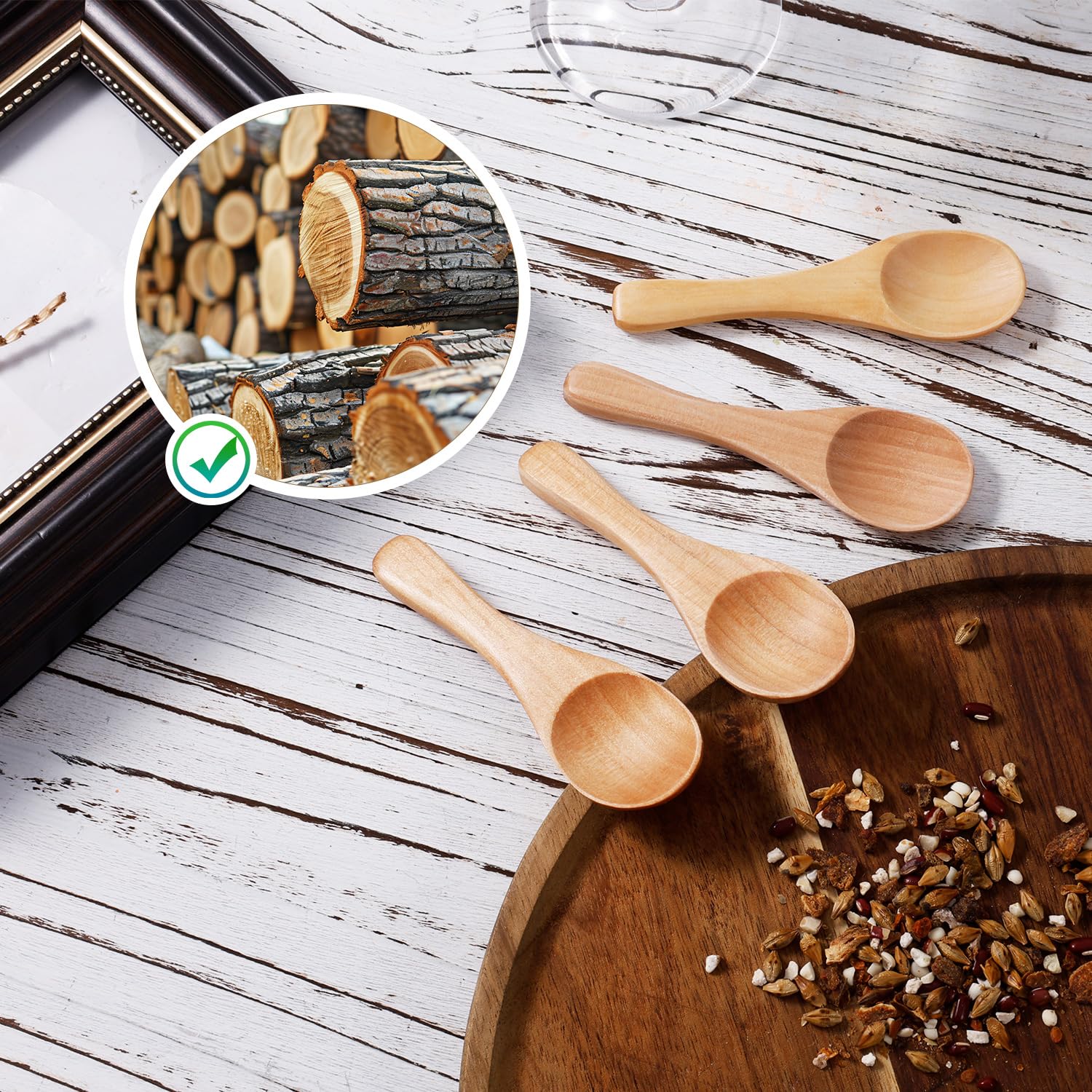 8 Cucchiaini Di Legno Mini 10x3 Cm: Per Spezie, Miele E Condimenti